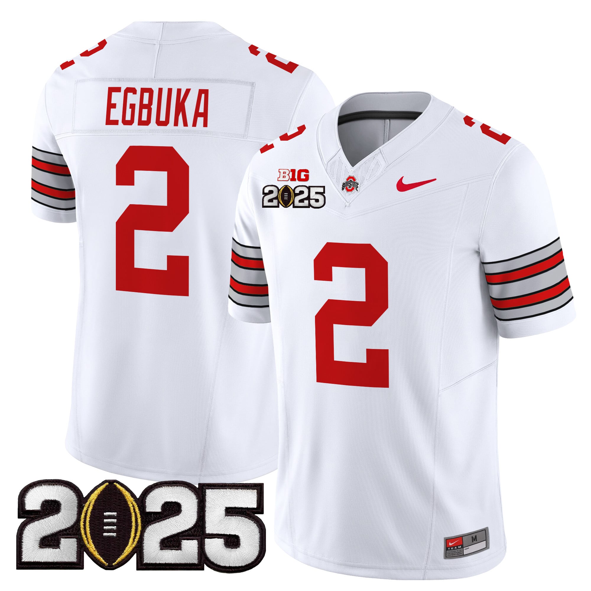 Men’s Ohio State Buckeyes ‘Heritage Stripe’ 2025 CFP Final Patch Vapor Limited Jersey – All Stitched