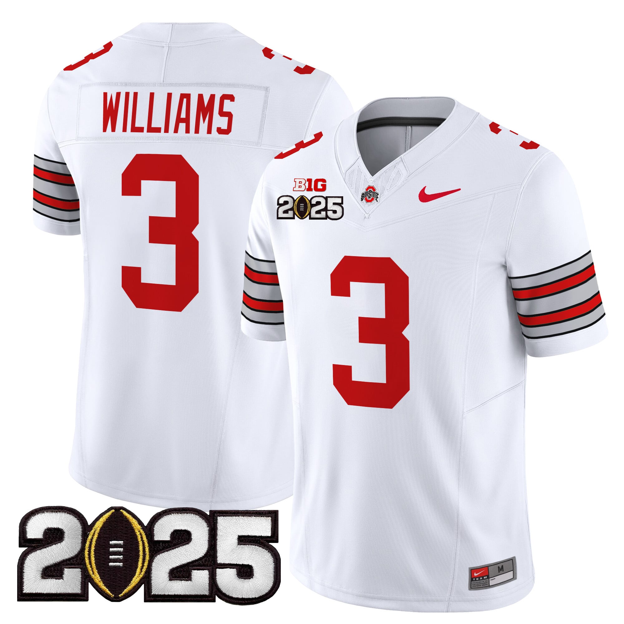 Men’s Ohio State Buckeyes ‘Heritage Stripe’ 2025 CFP Final Patch Vapor Limited Jersey – All Stitched