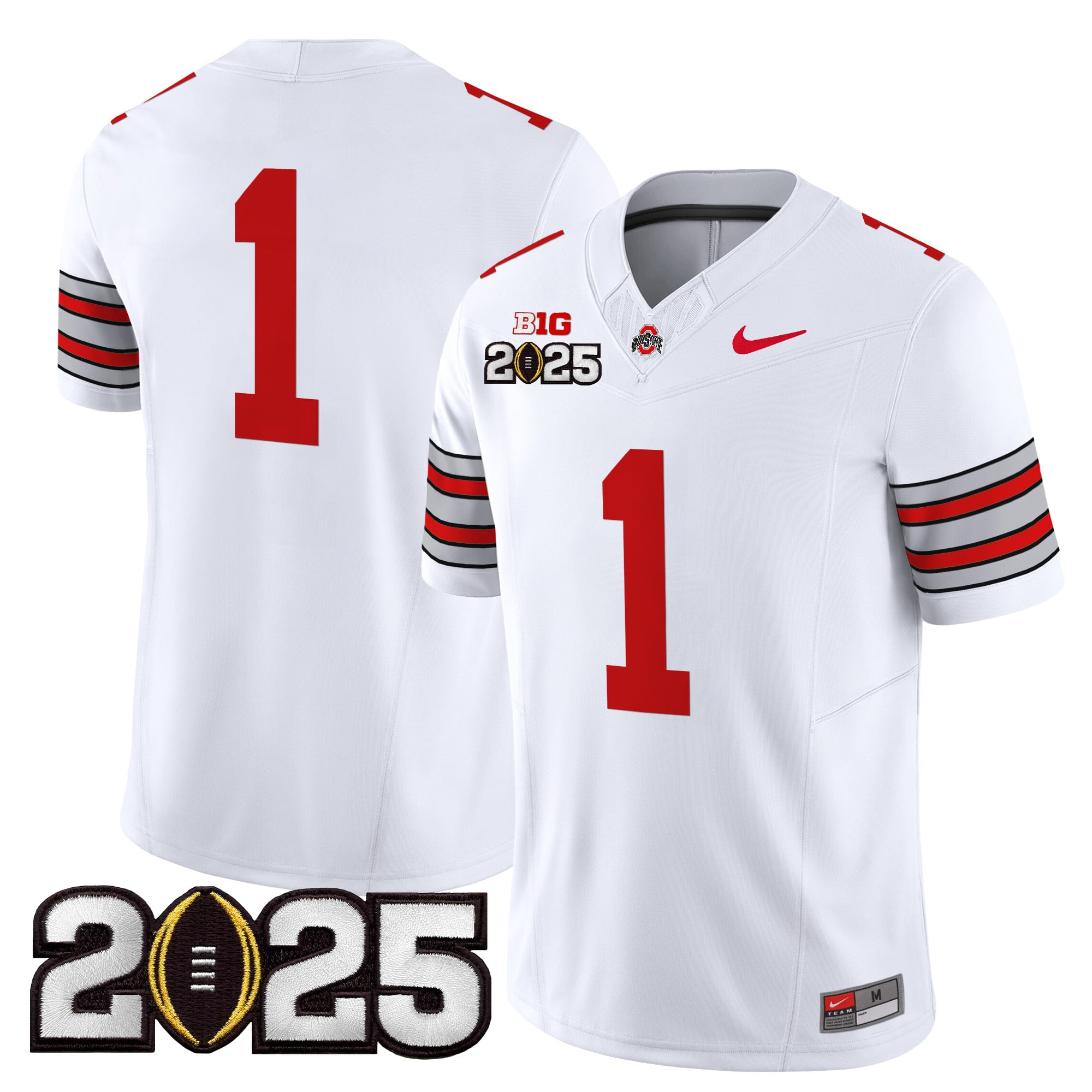 Men’s Ohio State Buckeyes ‘Heritage Stripe’ 2025 CFP Final Patch Vapor Limited Jersey – All Stitched