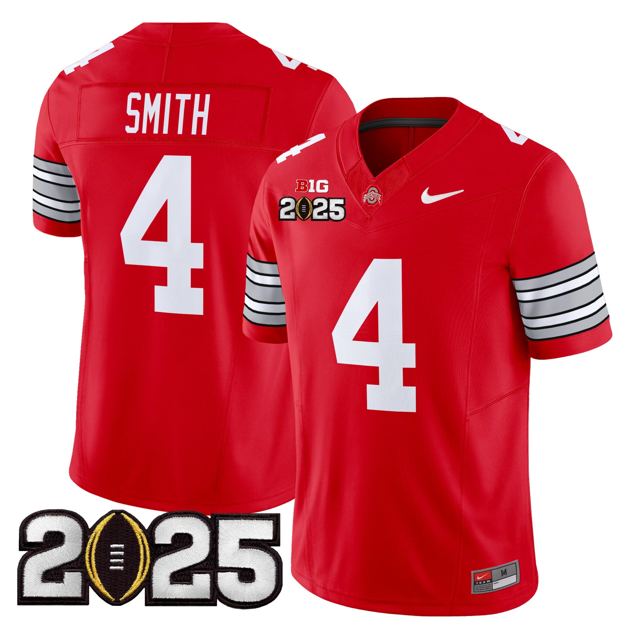 Men’s Ohio State Buckeyes ‘Heritage Stripe’ 2025 CFP Final Patch Vapor Limited Jersey – All Stitched