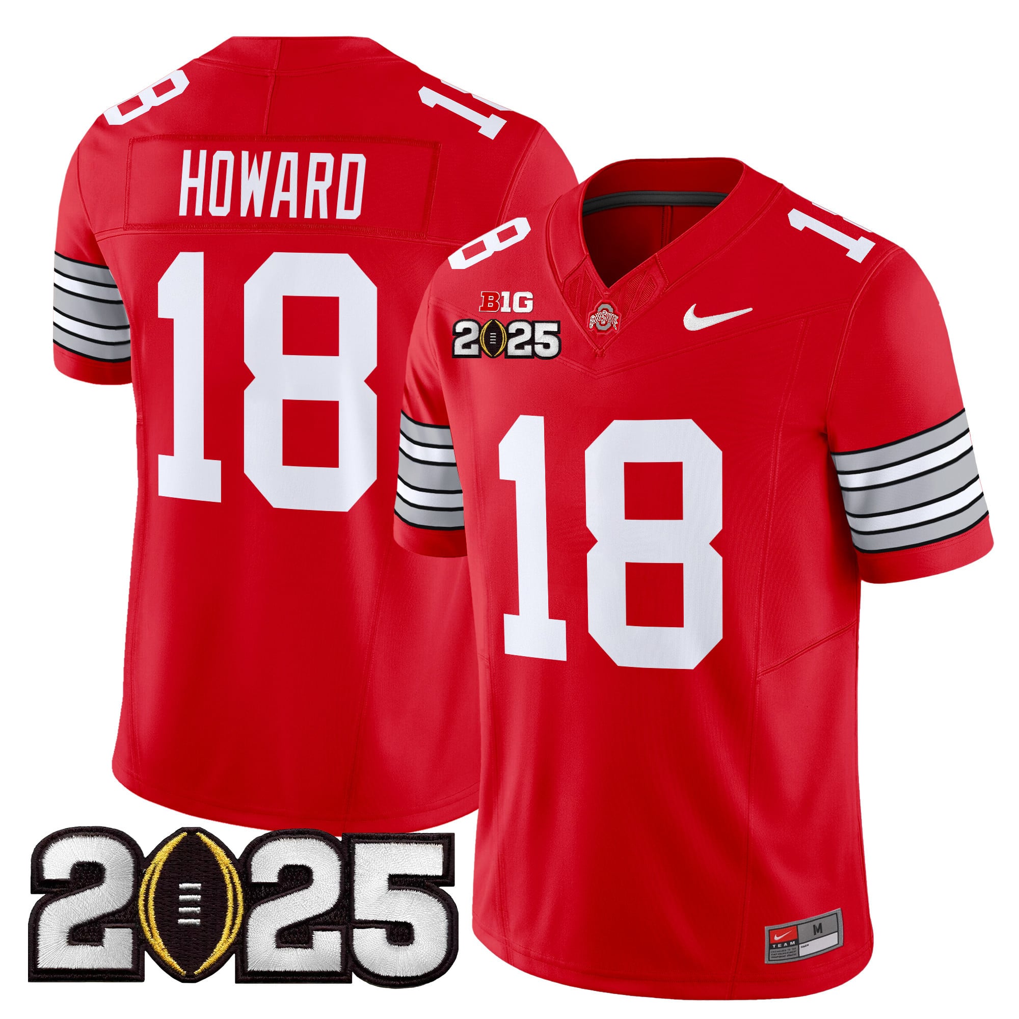 Men’s Ohio State Buckeyes ‘Heritage Stripe’ 2025 CFP Final Patch Vapor Limited Jersey – All Stitched