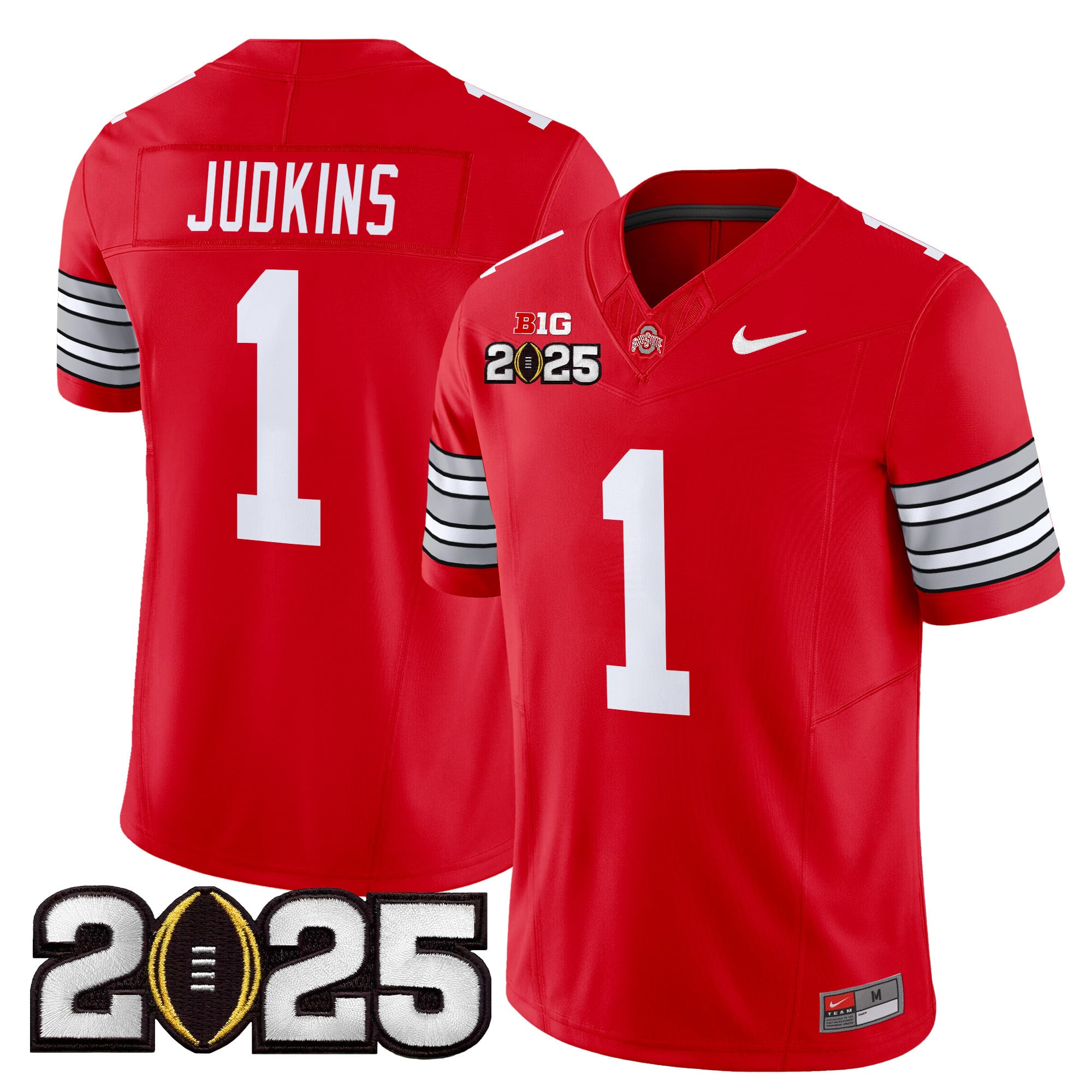 Men’s Ohio State Buckeyes ‘Heritage Stripe’ 2025 CFP Final Patch Vapor Limited Jersey – All Stitched