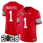 Men’s Ohio State Buckeyes ‘Heritage Stripe’ 2025 CFP Final Patch Vapor Limited Jersey – All Stitched