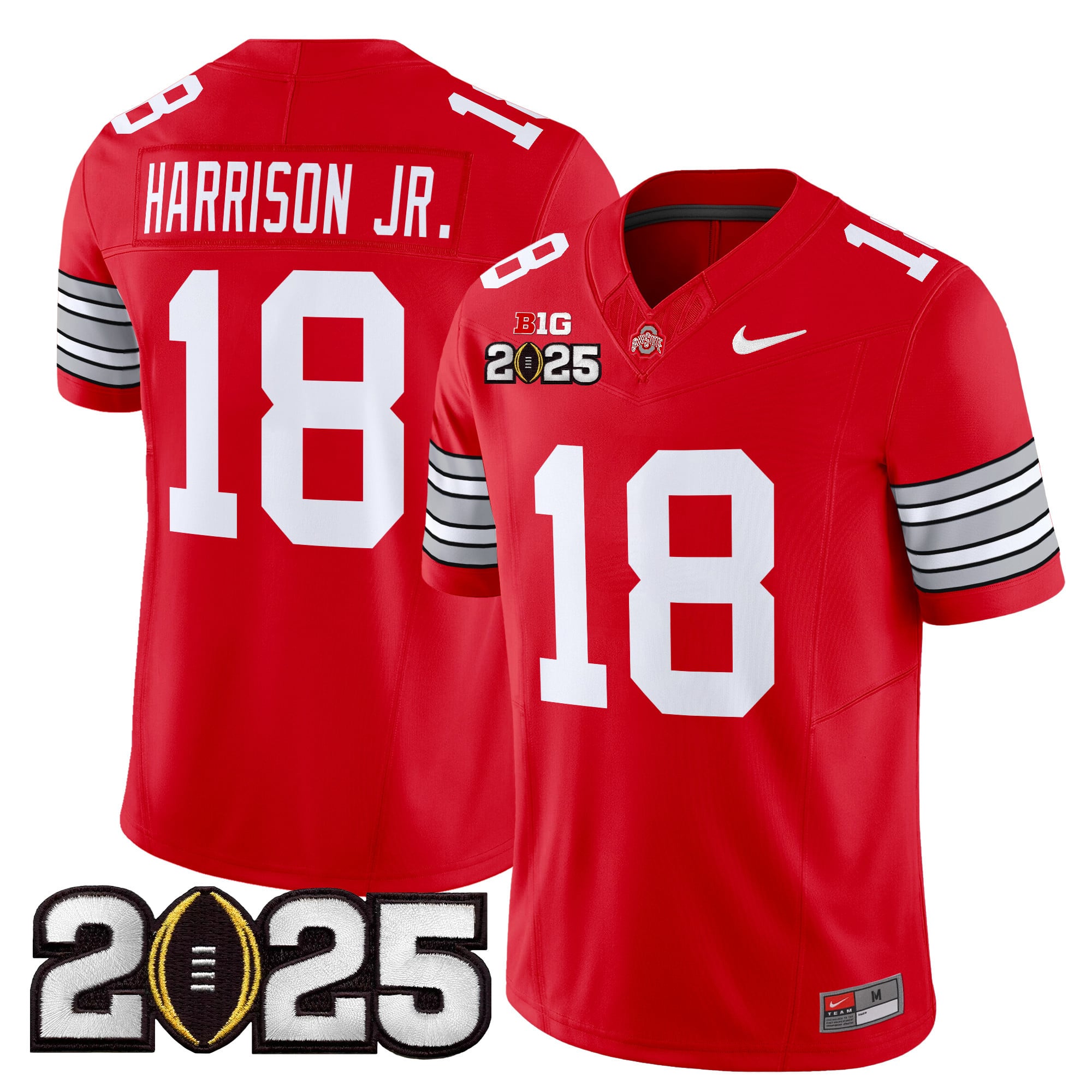 Men’s Ohio State Buckeyes ‘Heritage Stripe’ 2025 CFP Final Patch Vapor Limited Jersey – All Stitched