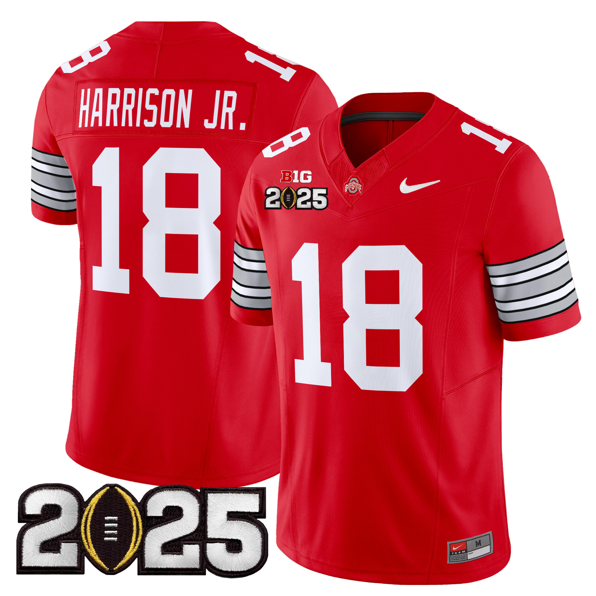 Men’s Ohio State Buckeyes ‘Heritage Stripe’ 2025 CFP Final Patch Vapor Limited Jersey – All Stitched