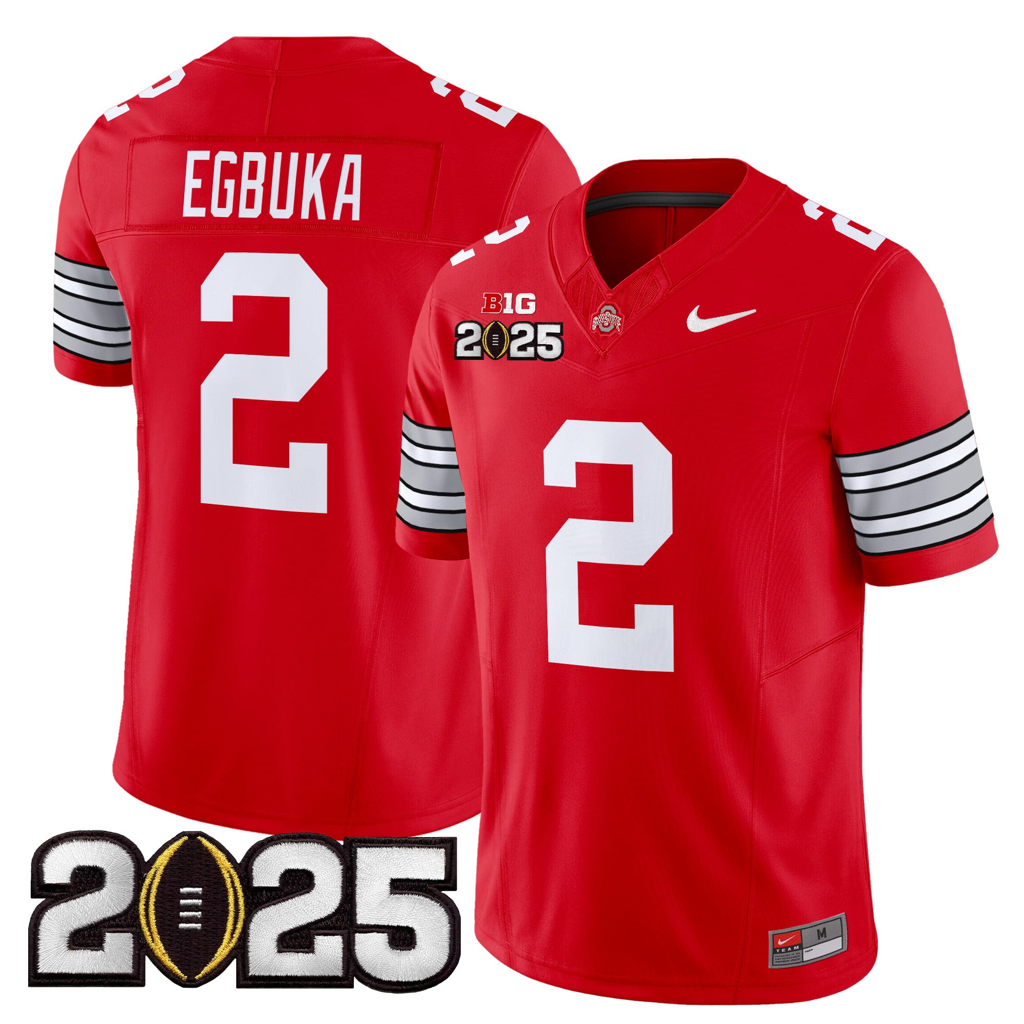 Men’s Ohio State Buckeyes ‘Heritage Stripe’ 2025 CFP Final Patch Vapor Limited Jersey – All Stitched