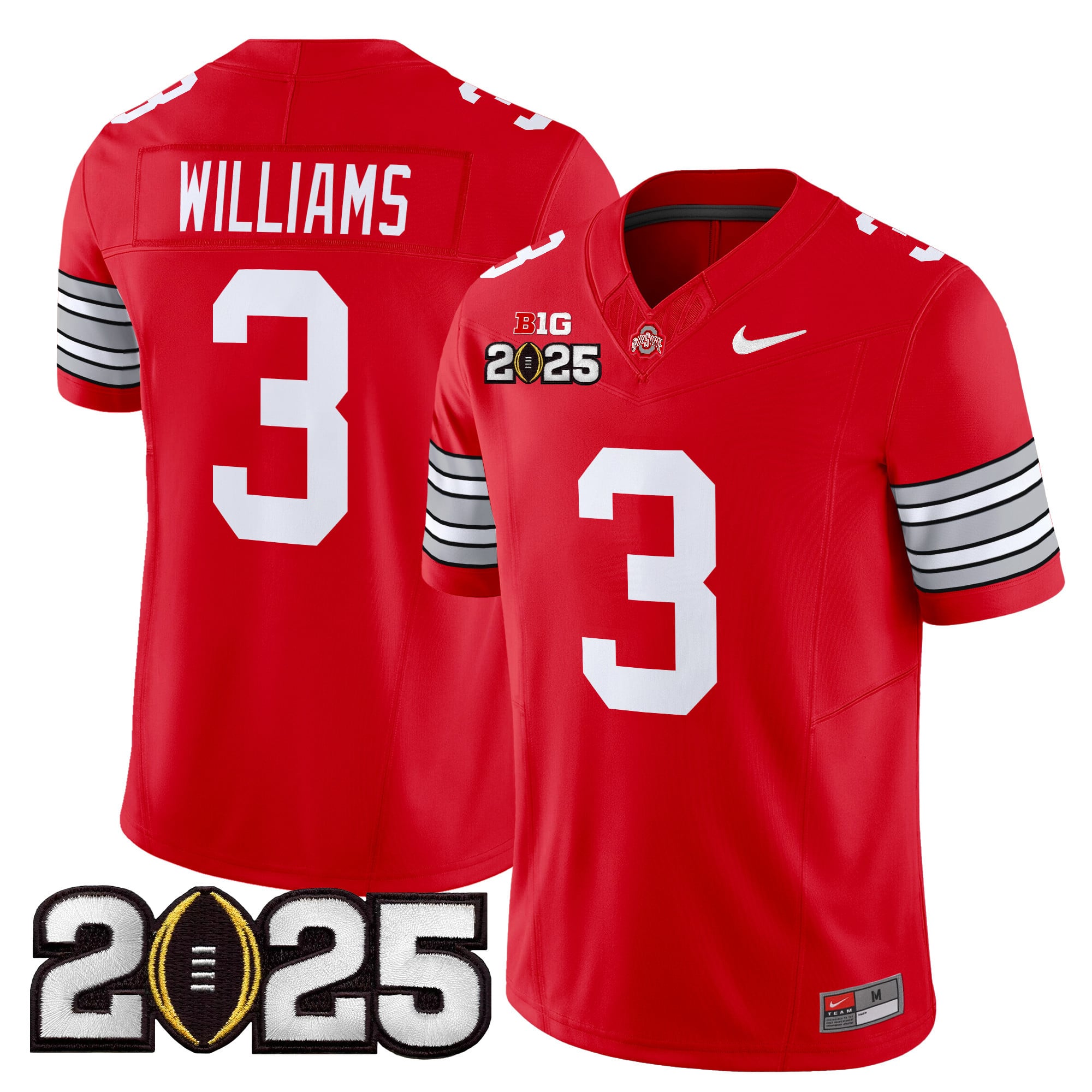 Men’s Ohio State Buckeyes ‘Heritage Stripe’ 2025 CFP Final Patch Vapor Limited Jersey – All Stitched
