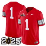 Men’s Ohio State Buckeyes ‘Heritage Stripe’ 2025 CFP Final Patch Vapor Limited Jersey – All Stitched