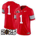 Men’s Ohio State Buckeyes ‘Heritage Stripe’ 2025 CFP Final Patch Vapor Limited Jersey – All Stitched