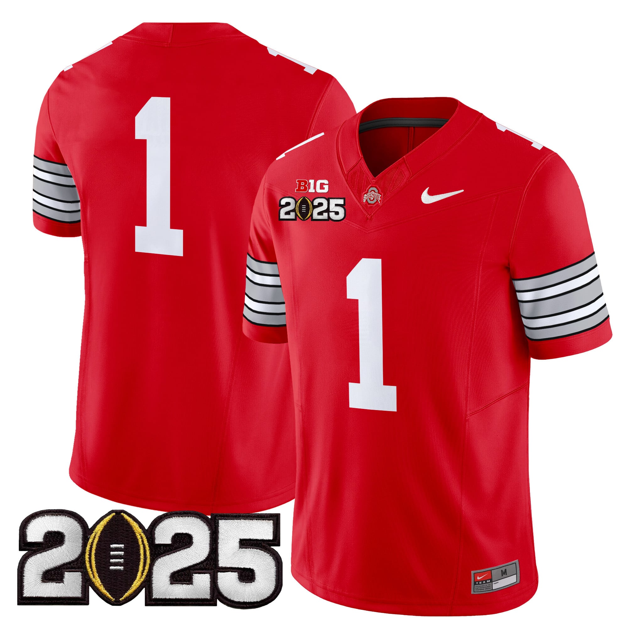 Men’s Ohio State Buckeyes ‘Heritage Stripe’ 2025 CFP Final Patch Vapor Limited Jersey – All Stitched