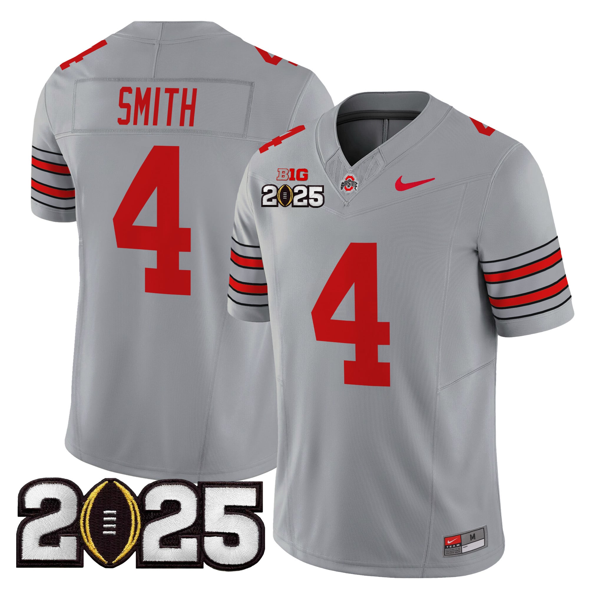 Men’s Ohio State Buckeyes ‘Heritage Stripe’ 2025 CFP Final Patch Vapor Limited Jersey – All Stitched