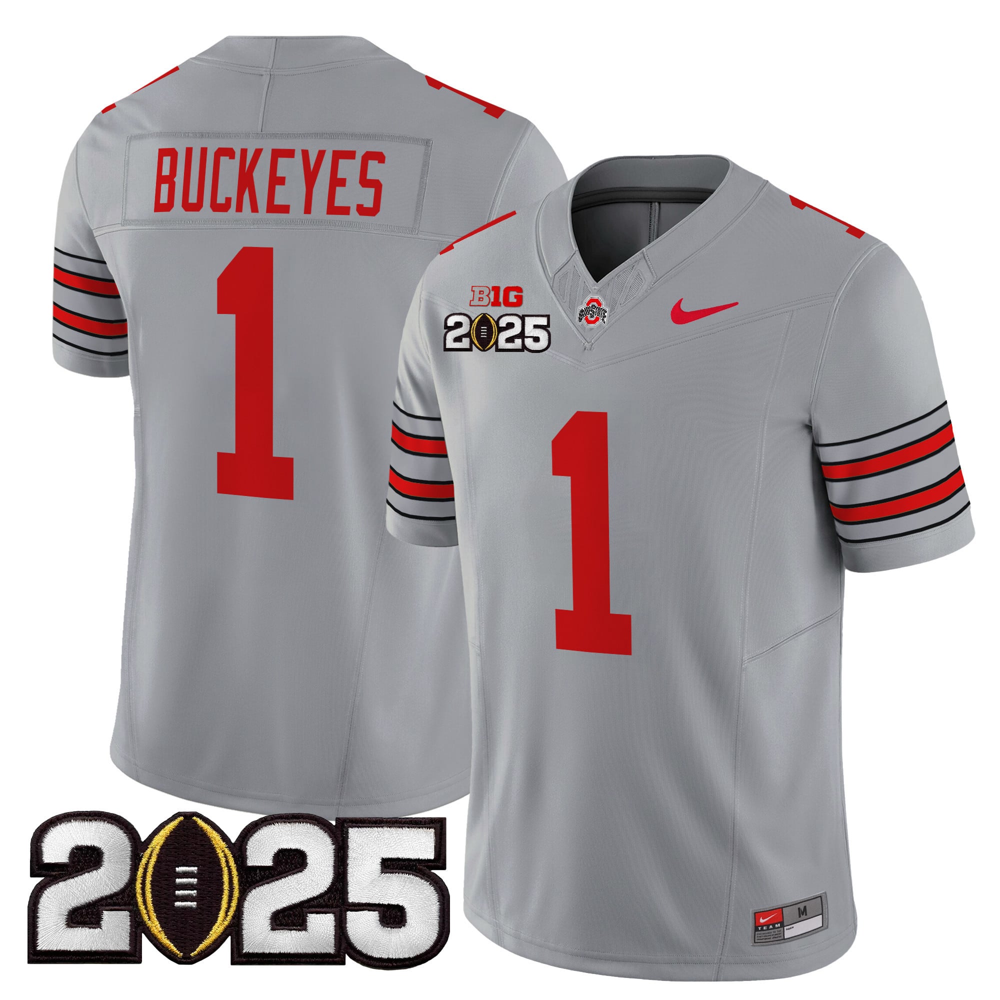 Men’s Ohio State Buckeyes ‘Heritage Stripe’ 2025 CFP Final Patch Vapor Limited Jersey – All Stitched