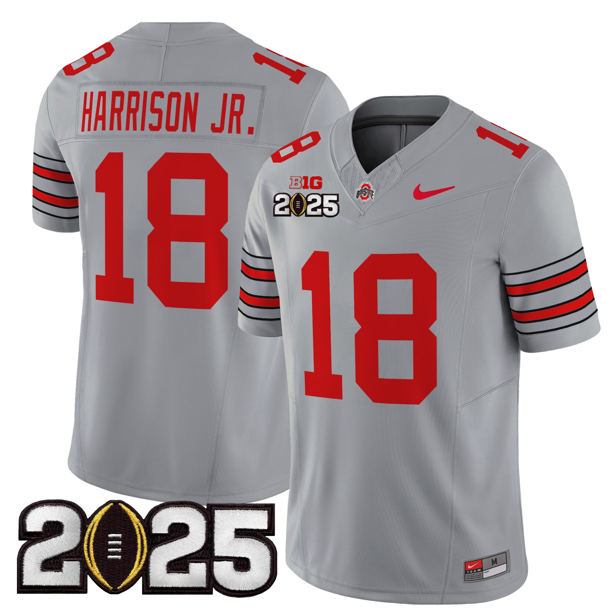 Men’s Ohio State Buckeyes ‘Heritage Stripe’ 2025 CFP Final Patch Vapor Limited Jersey – All Stitched
