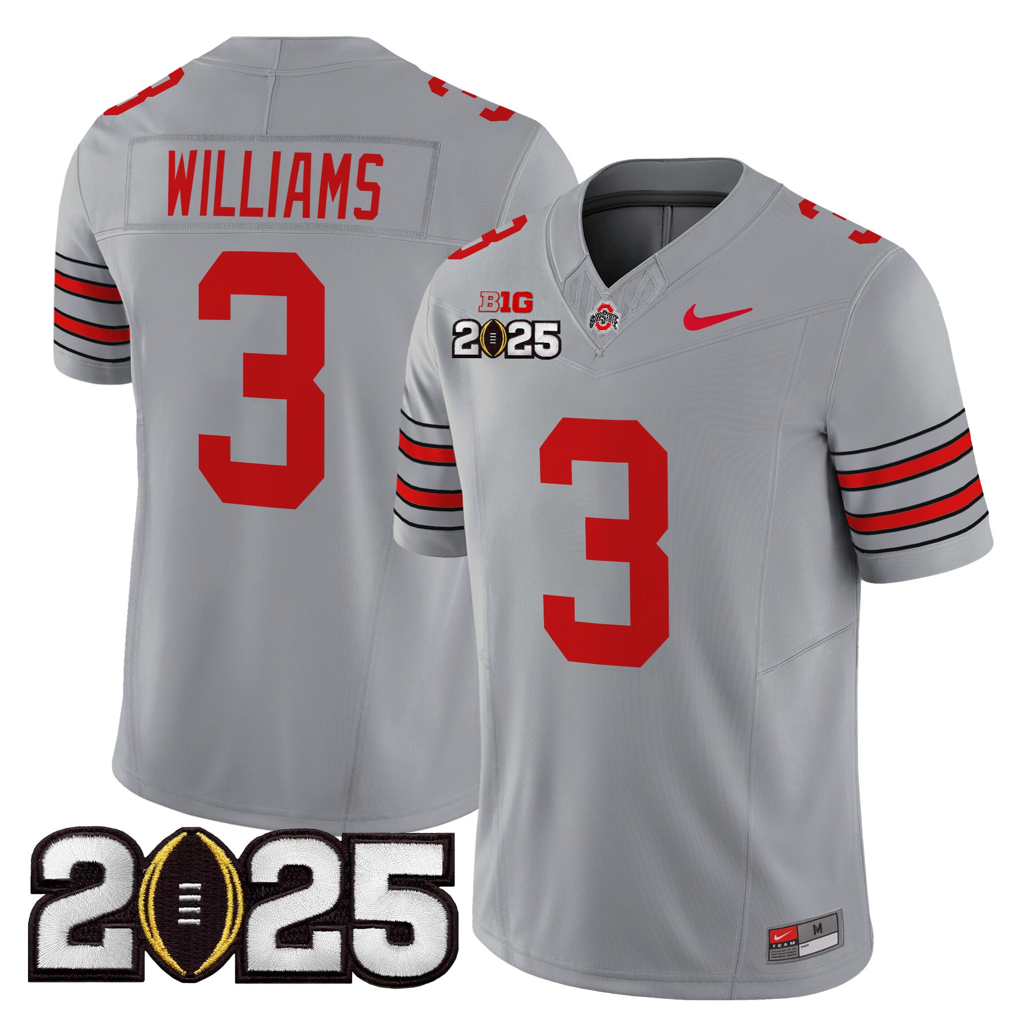 Men’s Ohio State Buckeyes ‘Heritage Stripe’ 2025 CFP Final Patch Vapor Limited Jersey – All Stitched