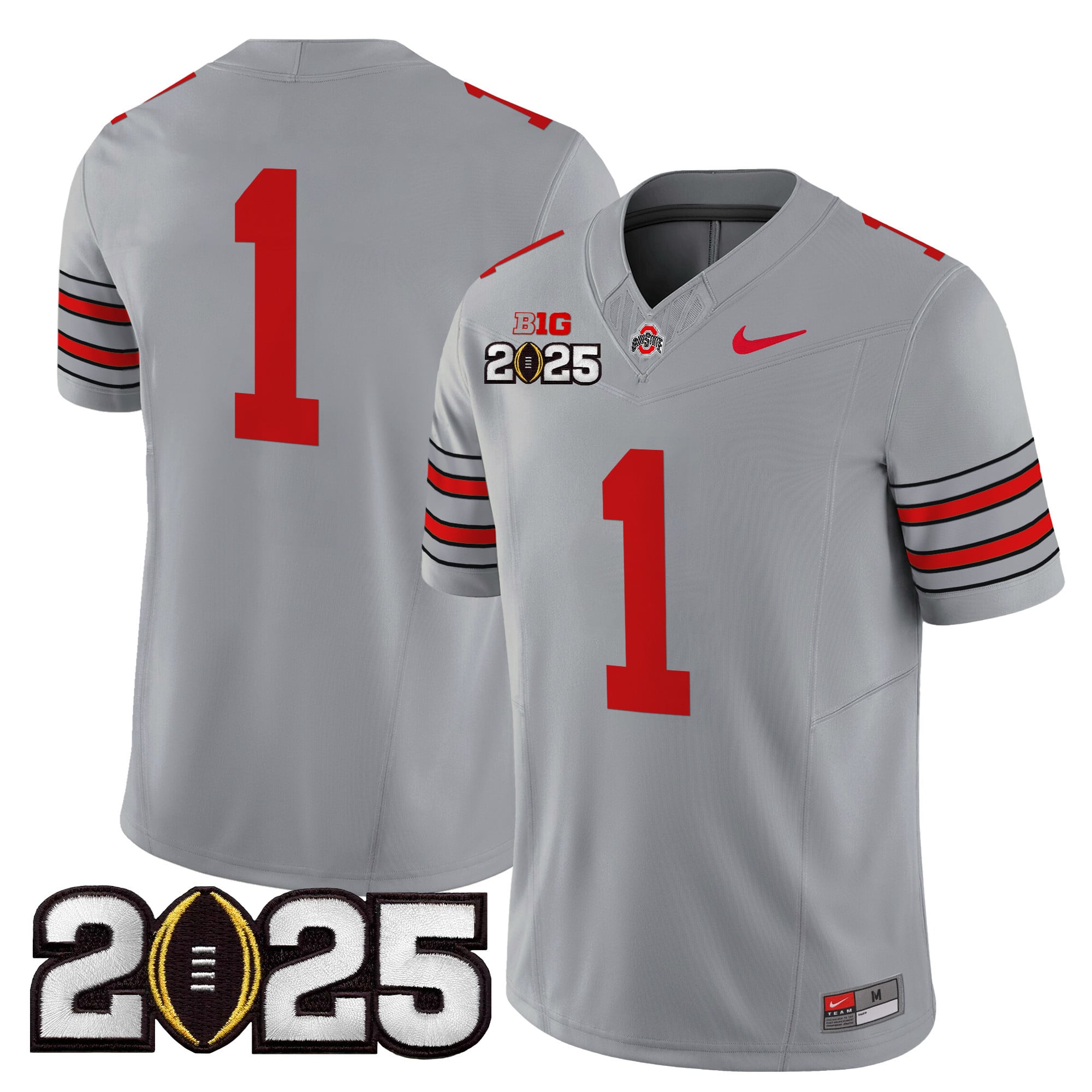 Men’s Ohio State Buckeyes ‘Heritage Stripe’ 2025 CFP Final Patch Vapor Limited Jersey – All Stitched