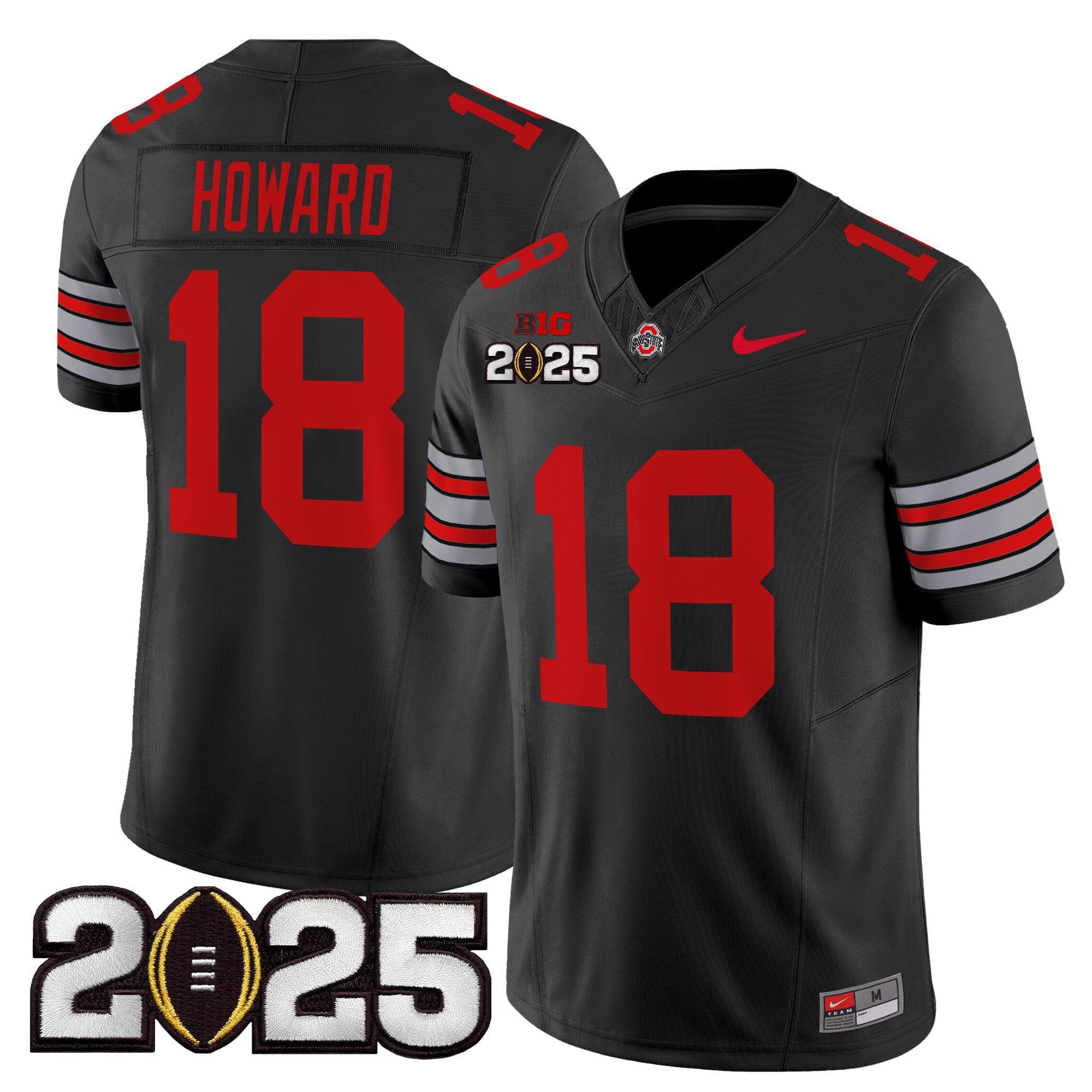 Men’s Ohio State Buckeyes ‘Heritage Stripe’ 2025 CFP Final Patch Vapor Limited Jersey – All Stitched