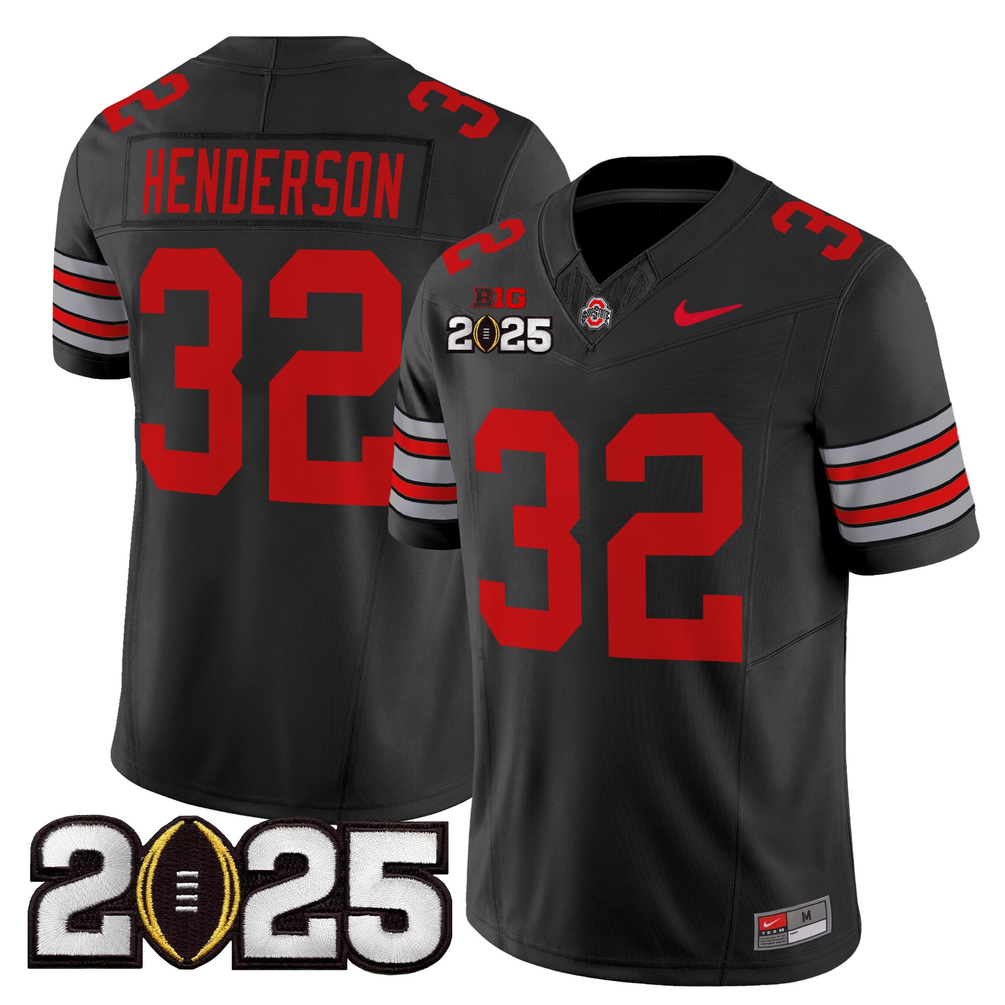 Men’s Ohio State Buckeyes ‘Heritage Stripe’ 2025 CFP Final Patch Vapor Limited Jersey – All Stitched