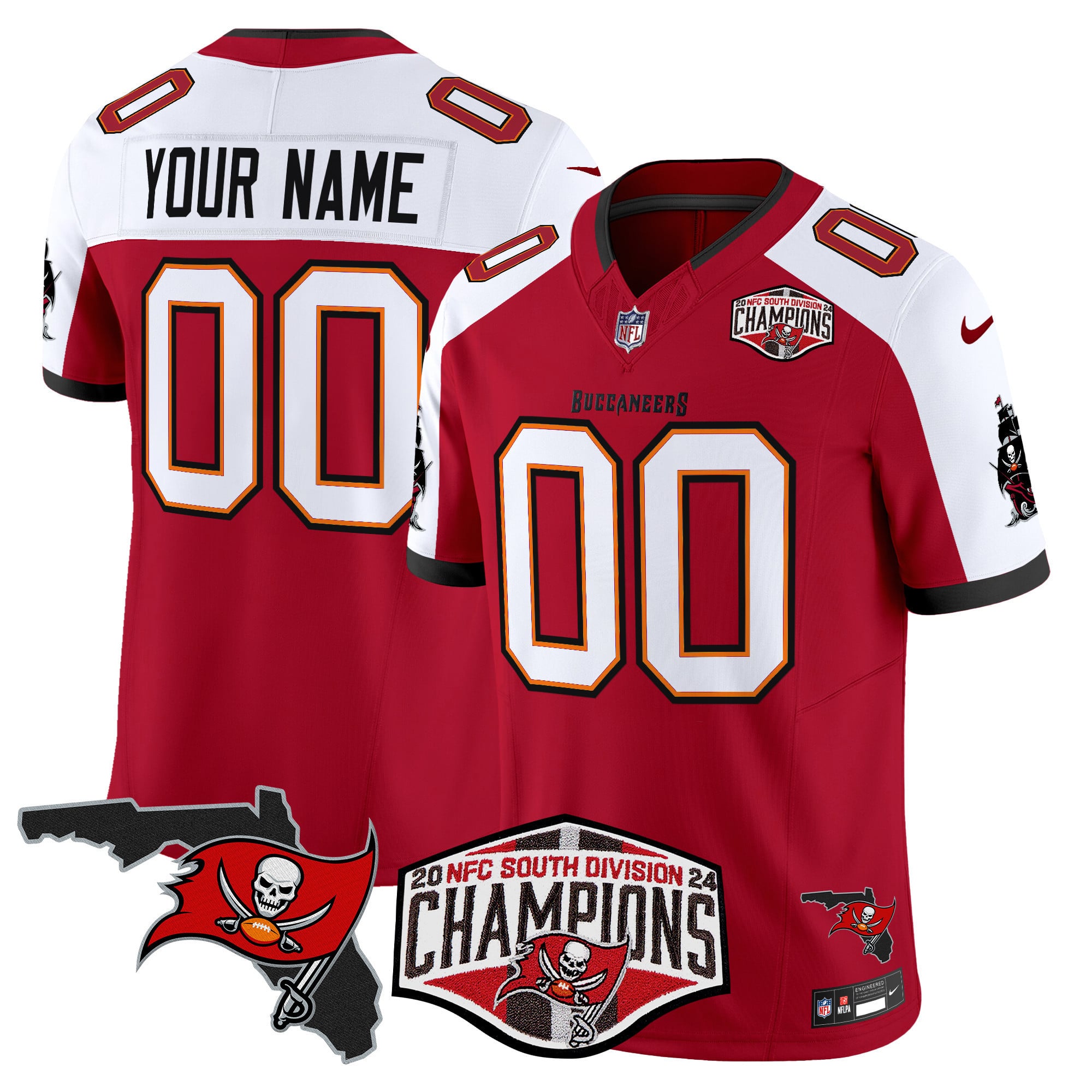Buccaneers 2024 NFC South Division Champions Patch Vapor Limited Custom Jersey – All Stitched