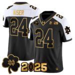 Men’s Notre Dame Fighting Irish 2025 CFP Final Patch Gold Vapor Limited Jersey – All Stitched