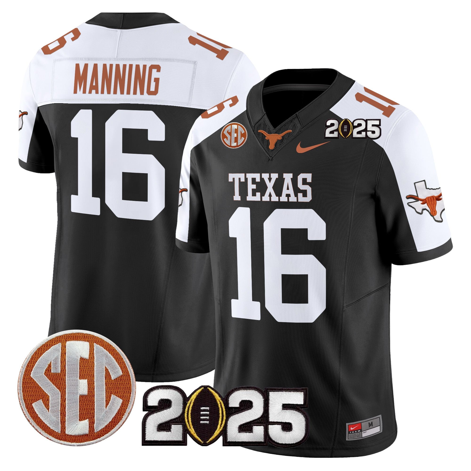 Men’s Texas Longhorns 2025 CFP Final Patch Vapor Limited Jersey – All Stitched