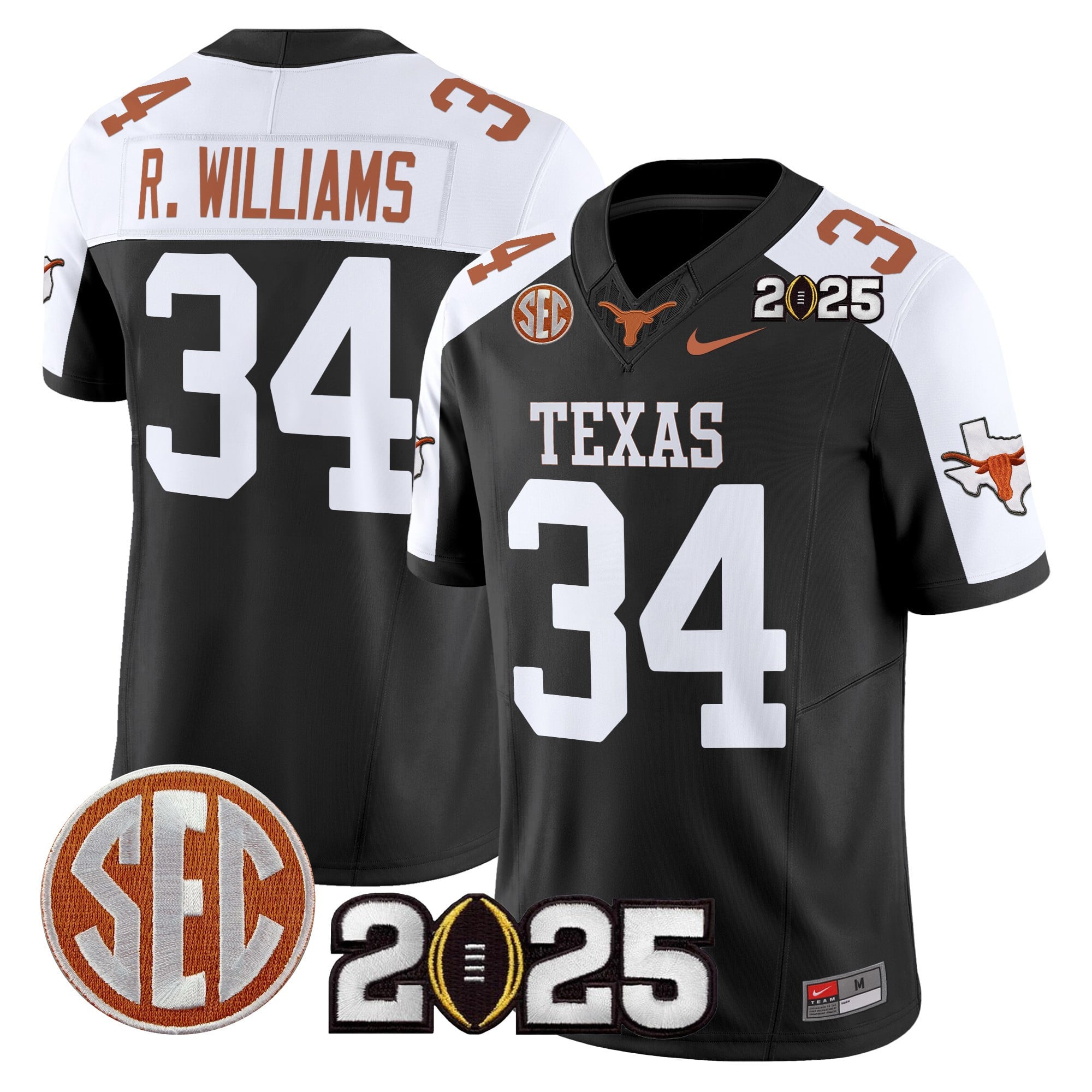 Men’s Texas Longhorns 2025 CFP Final Patch Vapor Limited Jersey – All Stitched