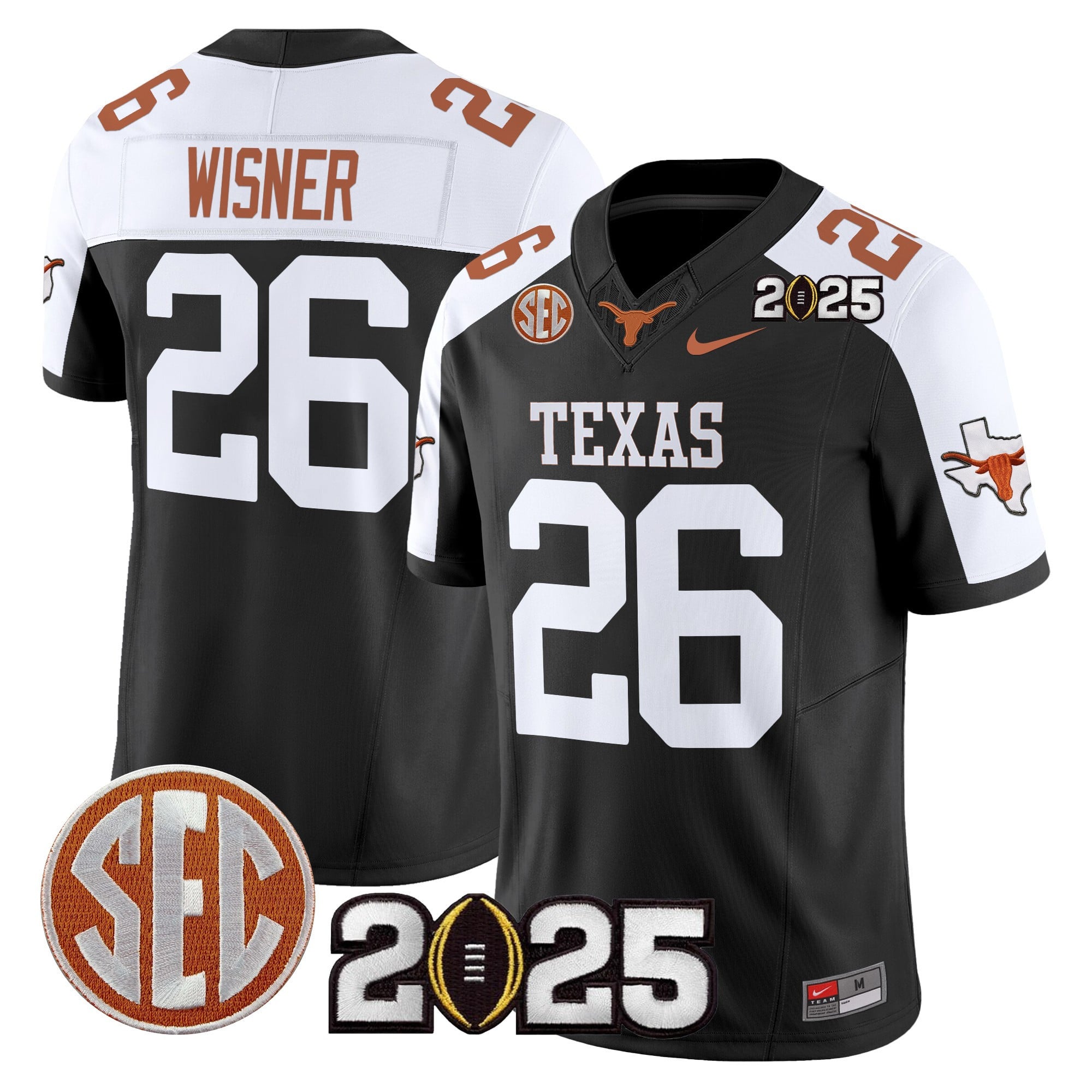 Men’s Texas Longhorns 2025 CFP Final Patch Vapor Limited Jersey – All Stitched