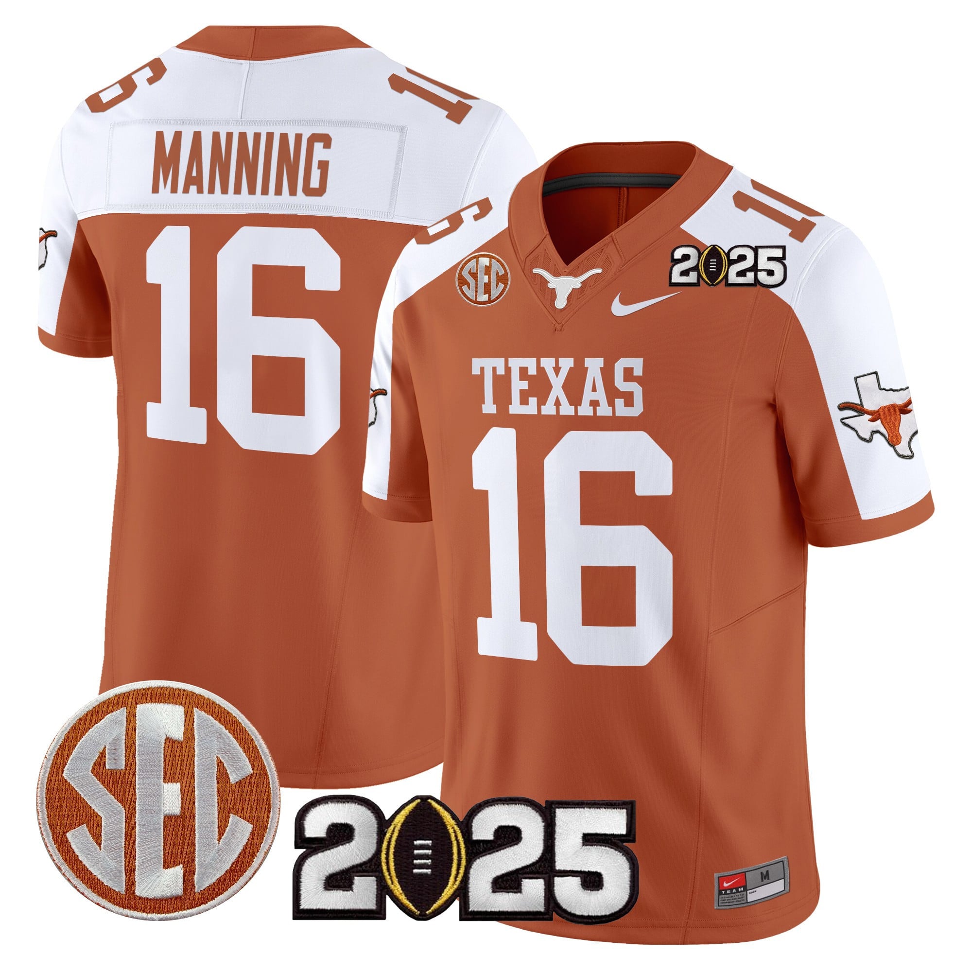 Men’s Texas Longhorns 2025 CFP Final Patch Vapor Limited Jersey – All Stitched