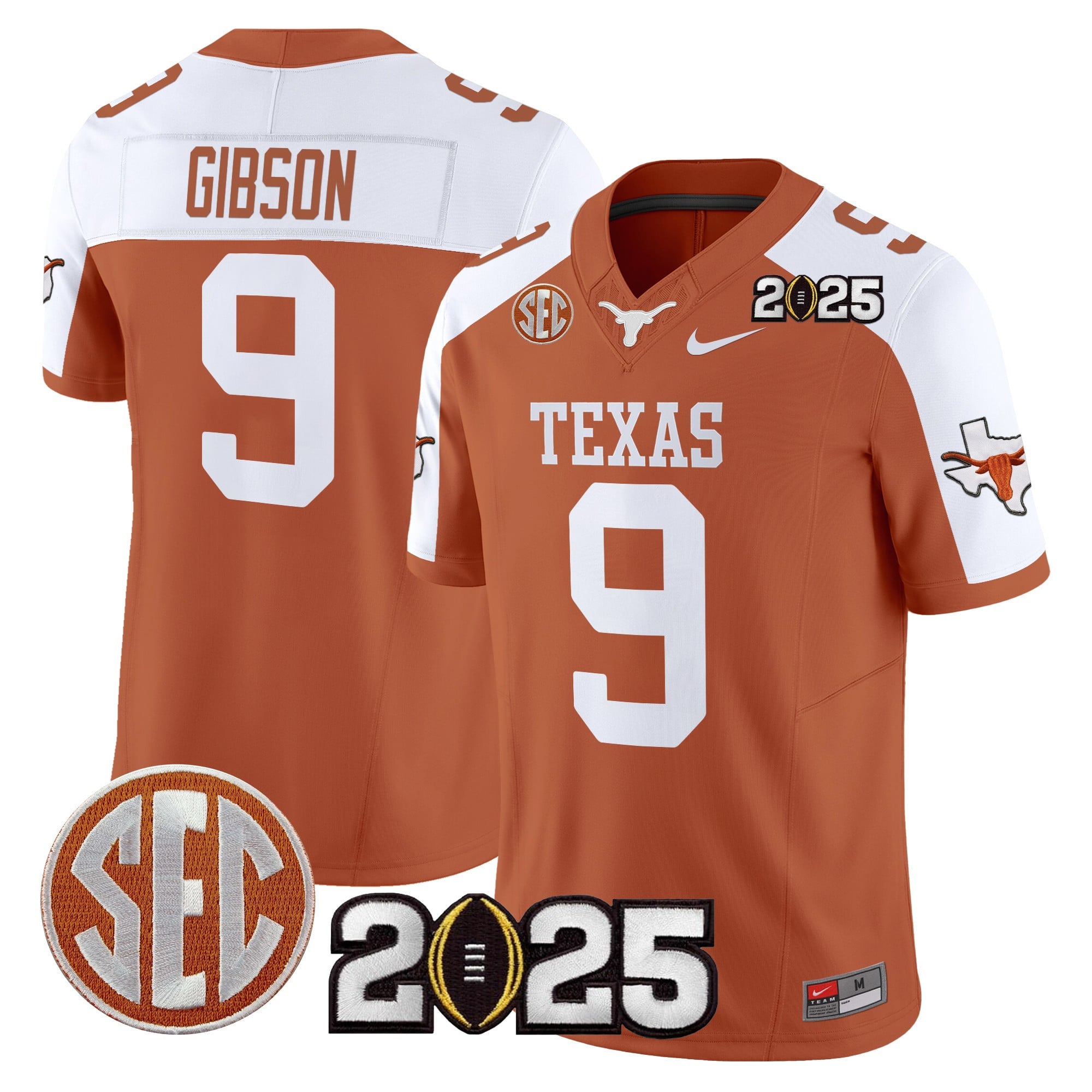 Men’s Texas Longhorns 2025 CFP Final Patch Vapor Limited Jersey – All Stitched