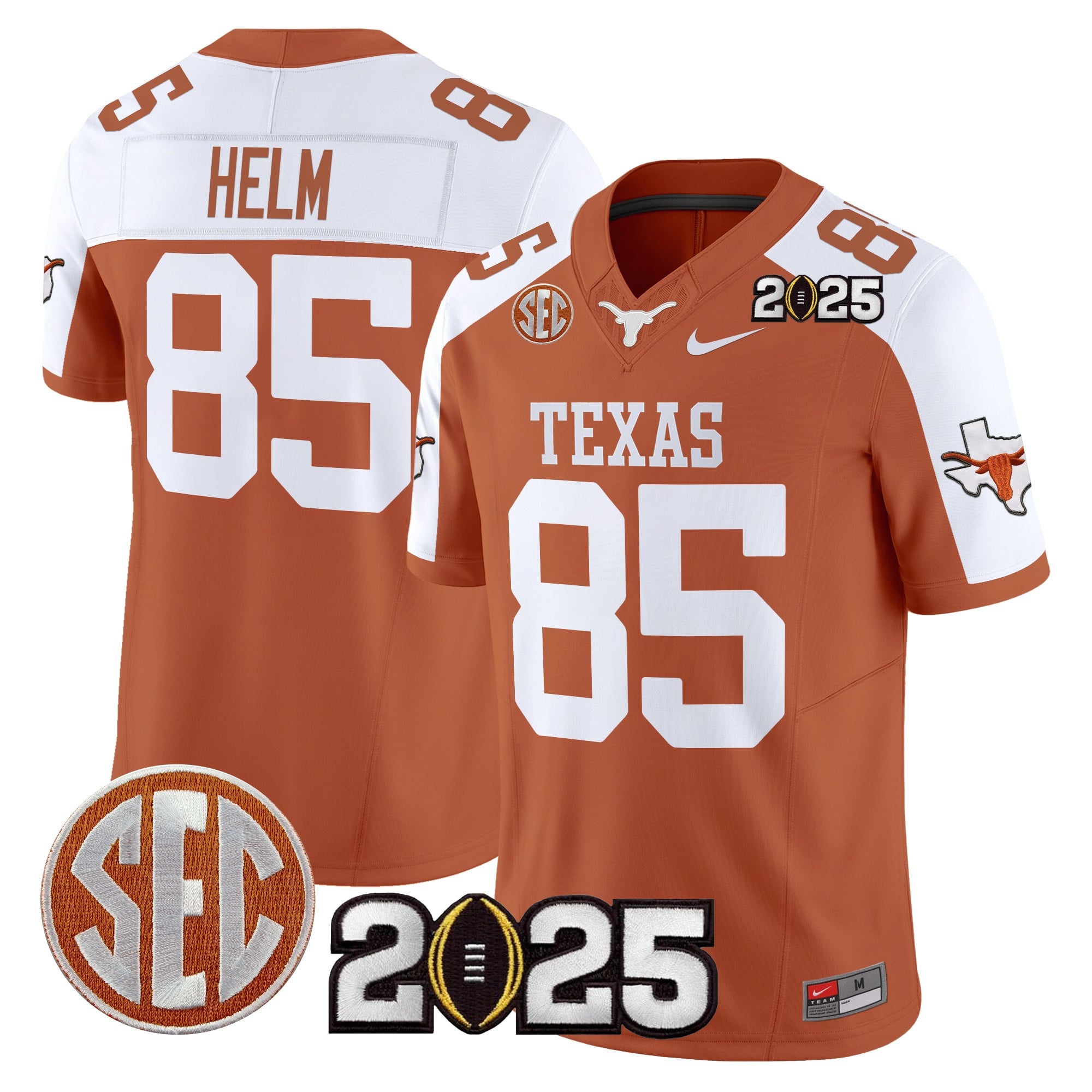 Men’s Texas Longhorns 2025 CFP Final Patch Vapor Limited Jersey – All Stitched
