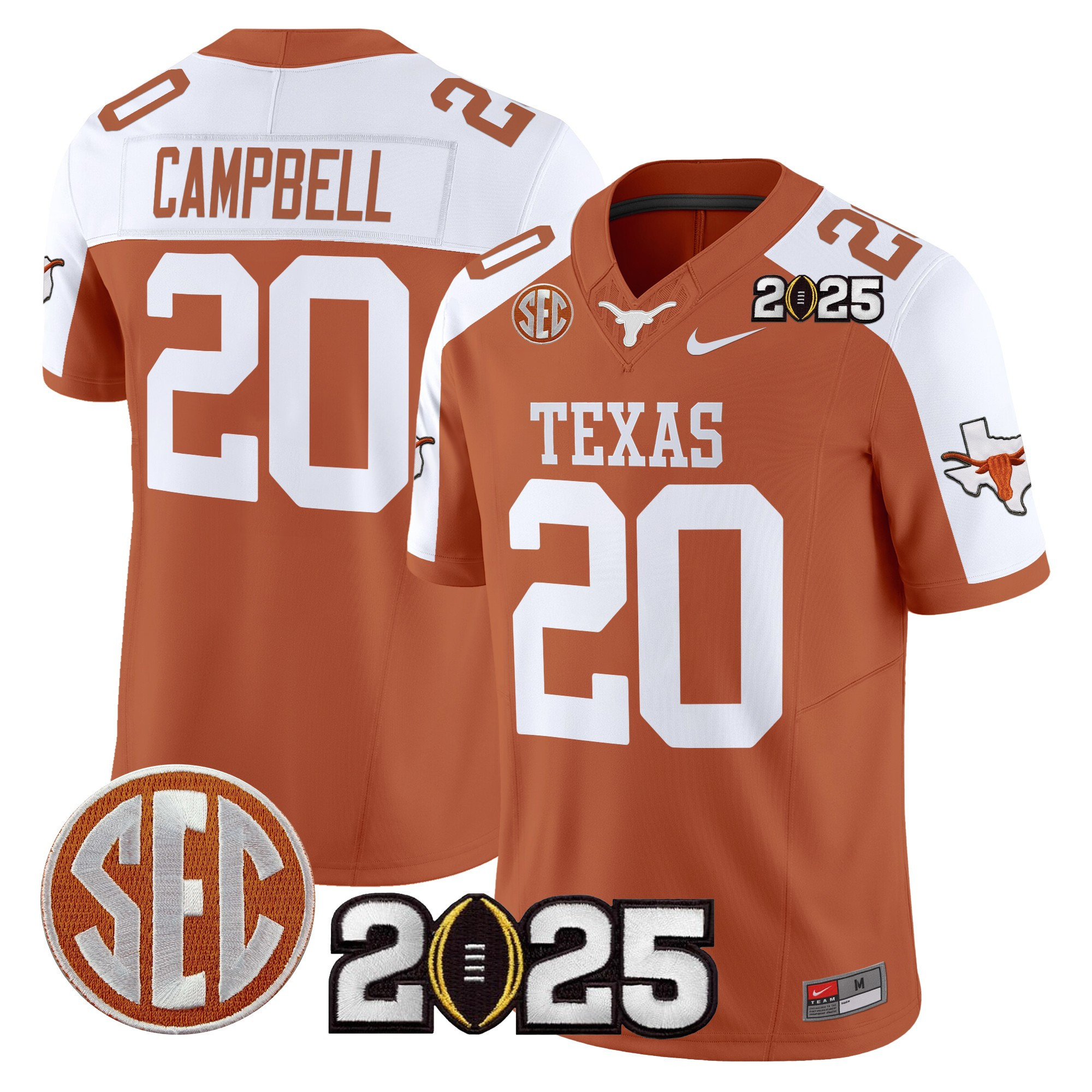 Men’s Texas Longhorns 2025 CFP Final Patch Vapor Limited Jersey – All Stitched