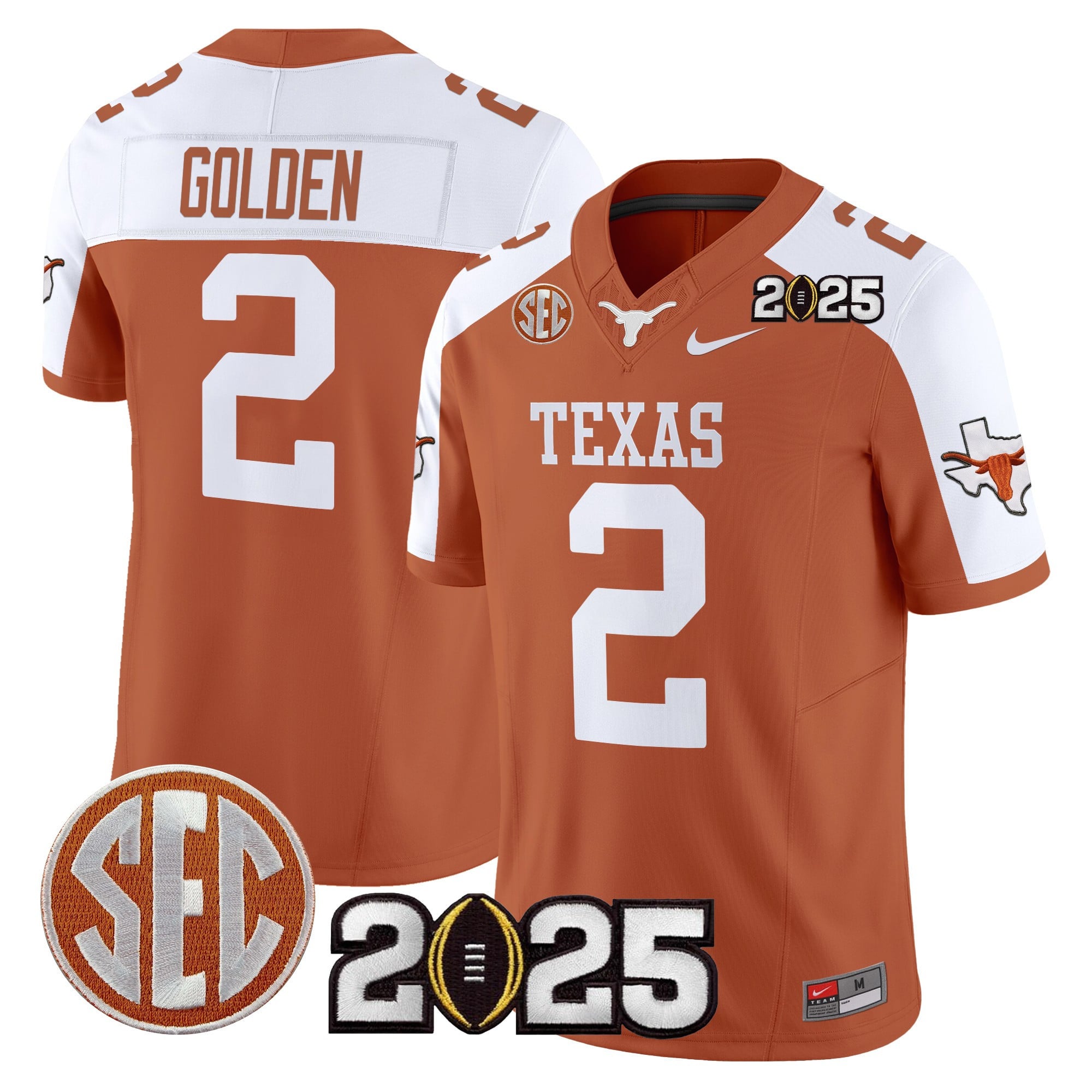 Men’s Texas Longhorns 2025 CFP Final Patch Vapor Limited Jersey – All Stitched