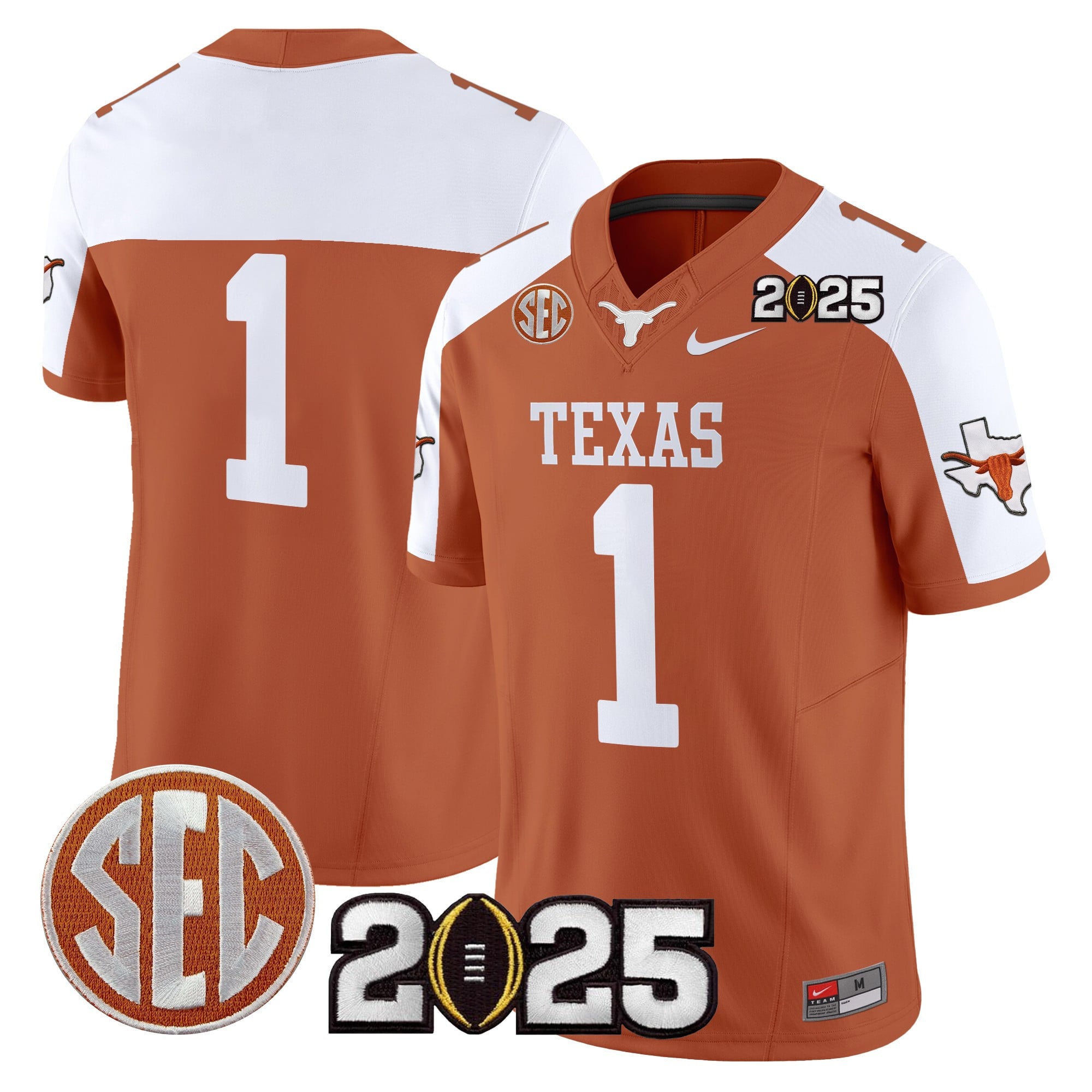Men’s Texas Longhorns 2025 CFP Final Patch Vapor Limited Jersey – All Stitched
