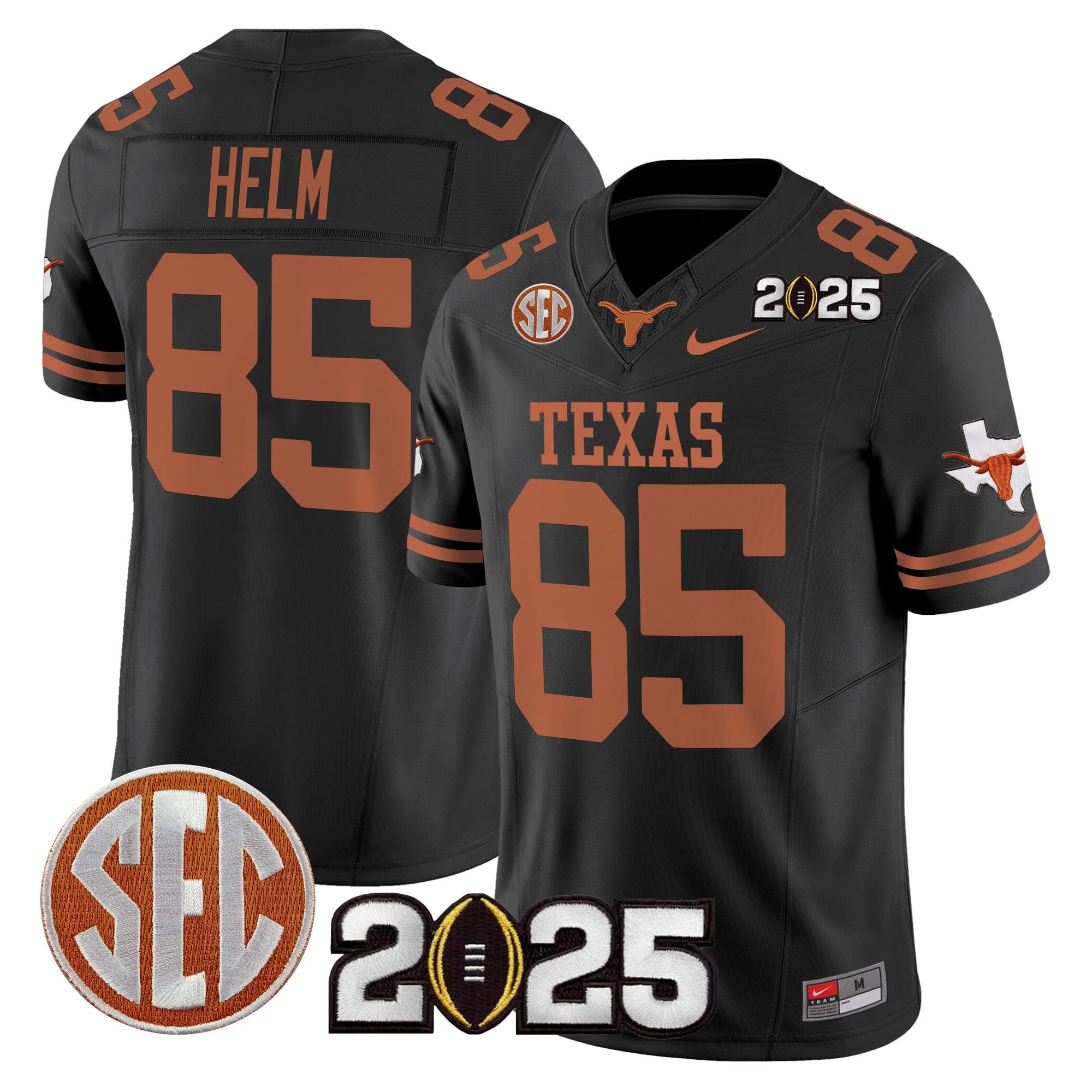 Men’s Texas Longhorns 2025 CFP Final Patch Vapor Limited Jersey – All Stitched