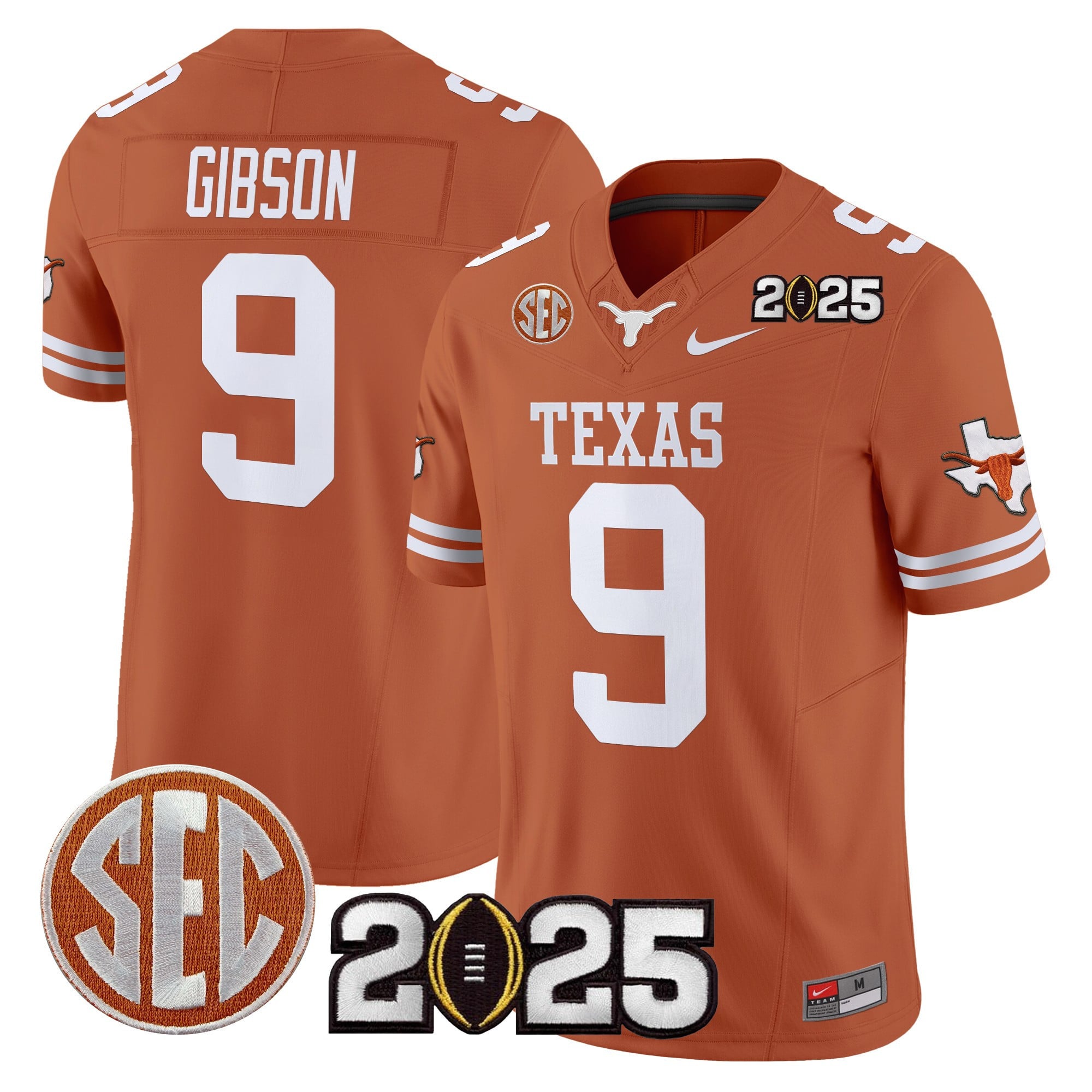 Men’s Texas Longhorns 2025 CFP Final Patch Vapor Limited Jersey – All Stitched