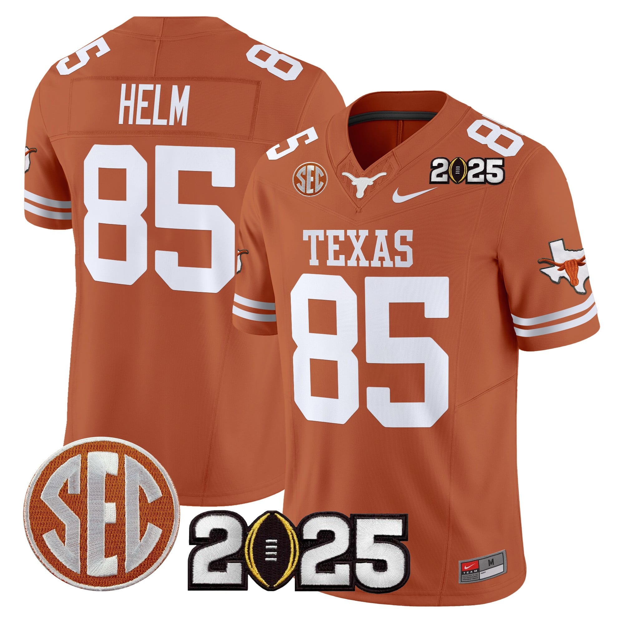 Men’s Texas Longhorns 2025 CFP Final Patch Vapor Limited Jersey – All Stitched