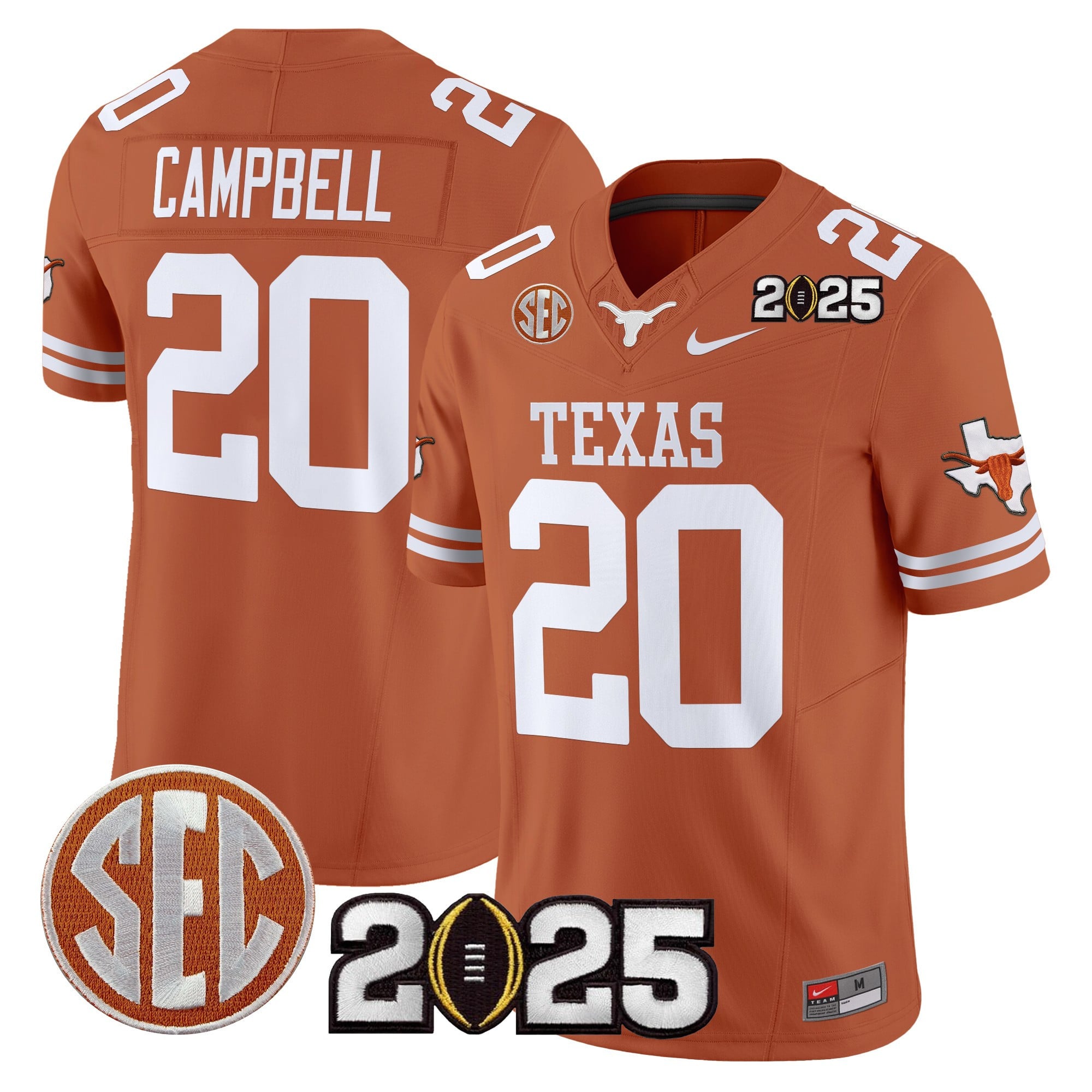 Men’s Texas Longhorns 2025 CFP Final Patch Vapor Limited Jersey – All Stitched