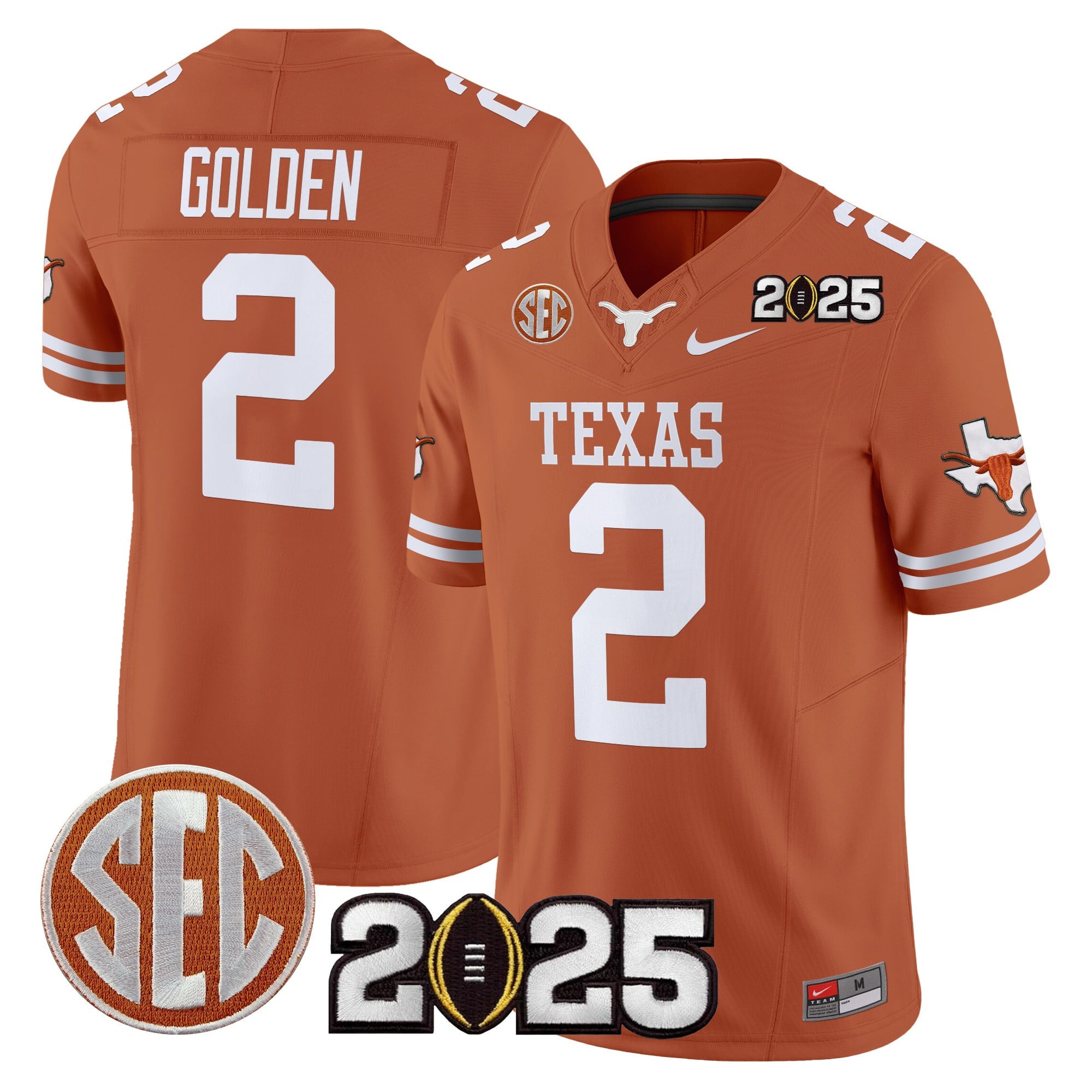 Men’s Texas Longhorns 2025 CFP Final Patch Vapor Limited Jersey – All Stitched
