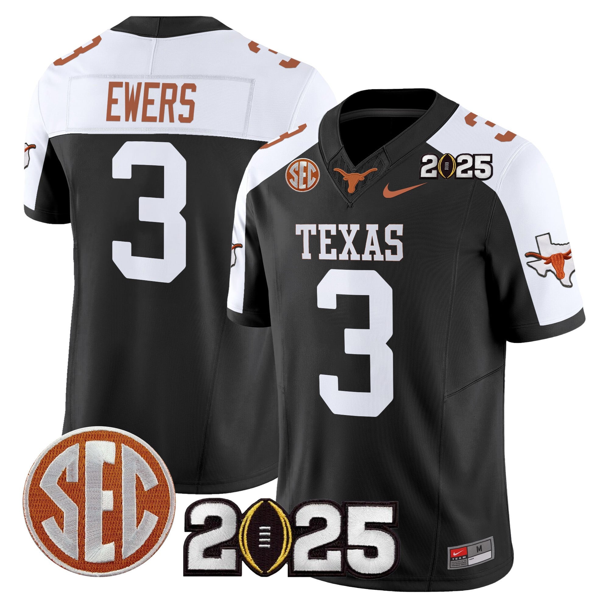 Men’s Texas Longhorns 2025 CFP Final Patch Vapor Limited Jersey – All Stitched