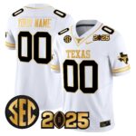 Texas Longhorns 2025 CFP Final Gold Patch Vapor Limited Custom Jersey – All Stitched