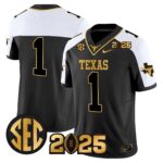 Men’s Texas Longhorns 2025 CFP Final Gold Patch Vapor Limited Jersey – All Stitched