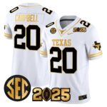 Men’s Texas Longhorns 2025 CFP Final Gold Patch Vapor Limited Jersey – All Stitched