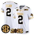 Men’s Texas Longhorns 2025 CFP Final Gold Patch Vapor Limited Jersey – All Stitched