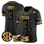 Men’s Texas Longhorns 2025 CFP Final Gold Patch Vapor Limited Jersey – All Stitched