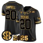 Men’s Texas Longhorns 2025 CFP Final Gold Patch Vapor Limited Jersey – All Stitched