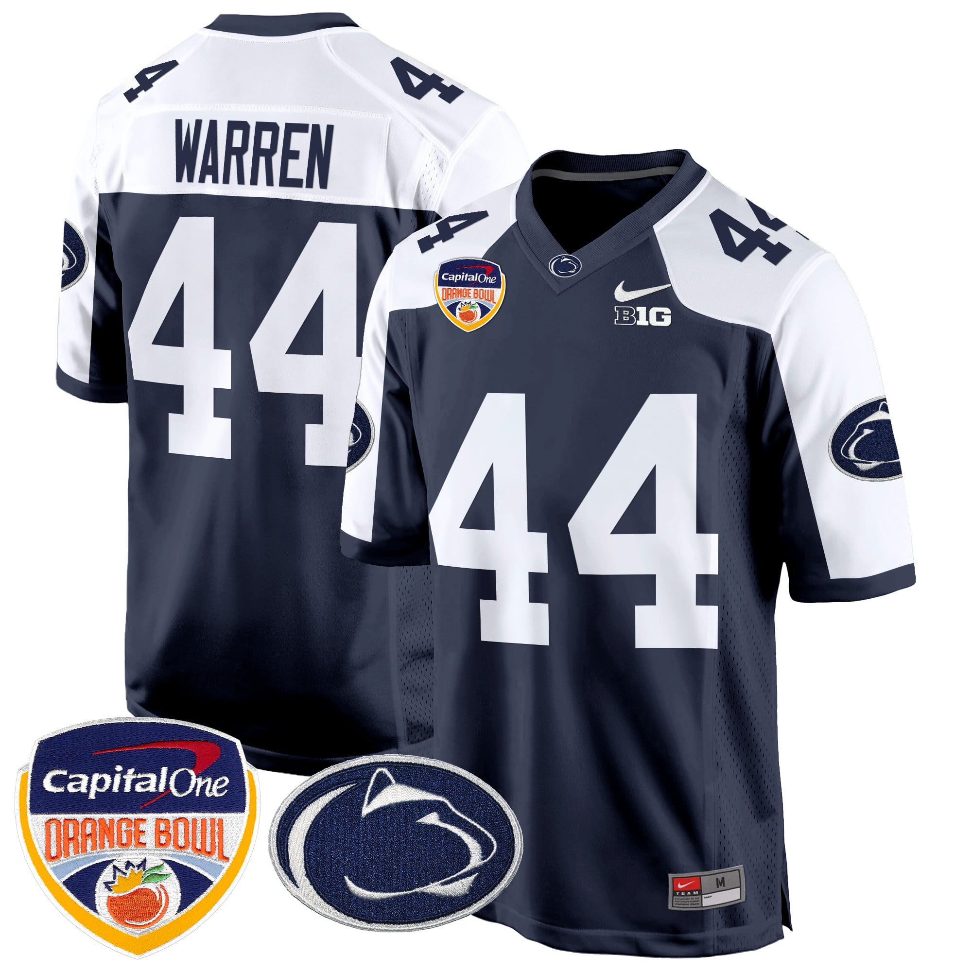 Men’s Penn State Nittany Lions Orange Bowl Patch Game Jersey – All Stitched