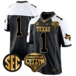 Men’s Texas Longhorns Cotton Bowl Patch Gold Game Jersey – All Stitched