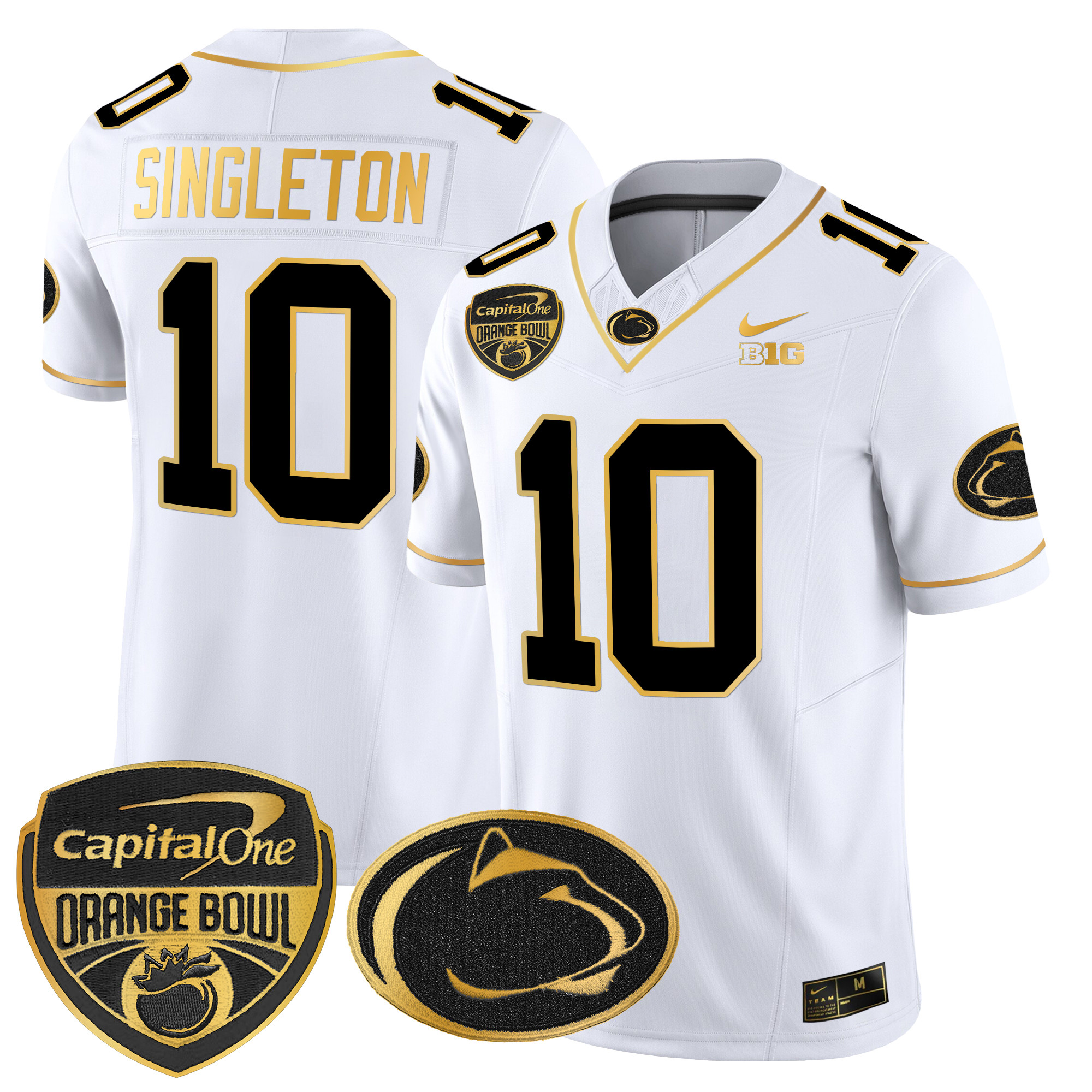 Men’s Penn State Nittany Lions Orange Bowl Patch Gold Vapor Limited Jersey V2 – All Stitched