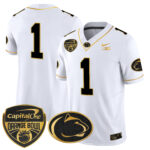 Men’s Penn State Nittany Lions Orange Bowl Patch Gold Vapor Limited Jersey V2 – All Stitched