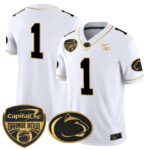 Men’s Penn State Nittany Lions Orange Bowl Patch Gold Vapor Limited Jersey V2 – All Stitched
