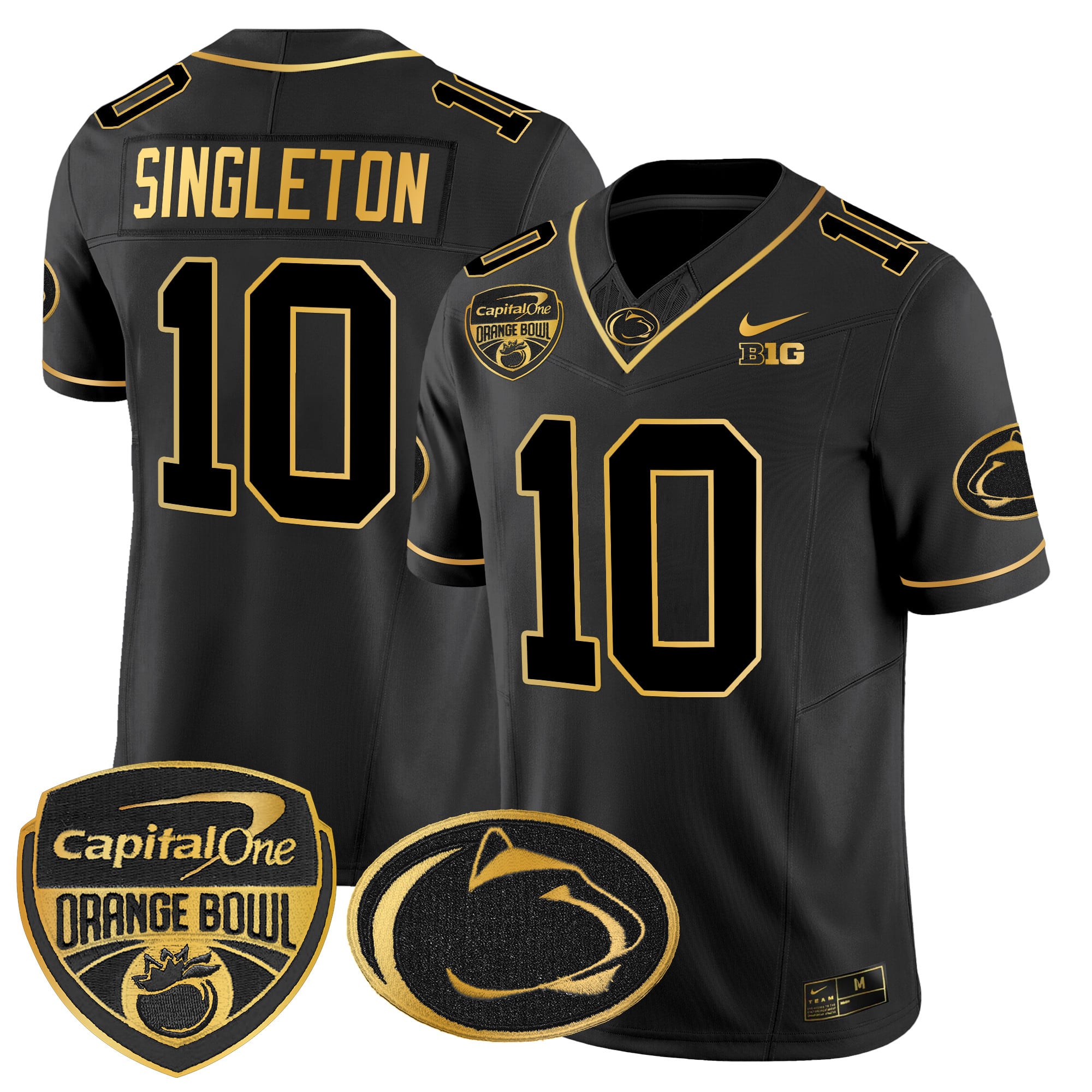 Men’s Penn State Nittany Lions Orange Bowl Patch Gold Vapor Limited Jersey V2 – All Stitched